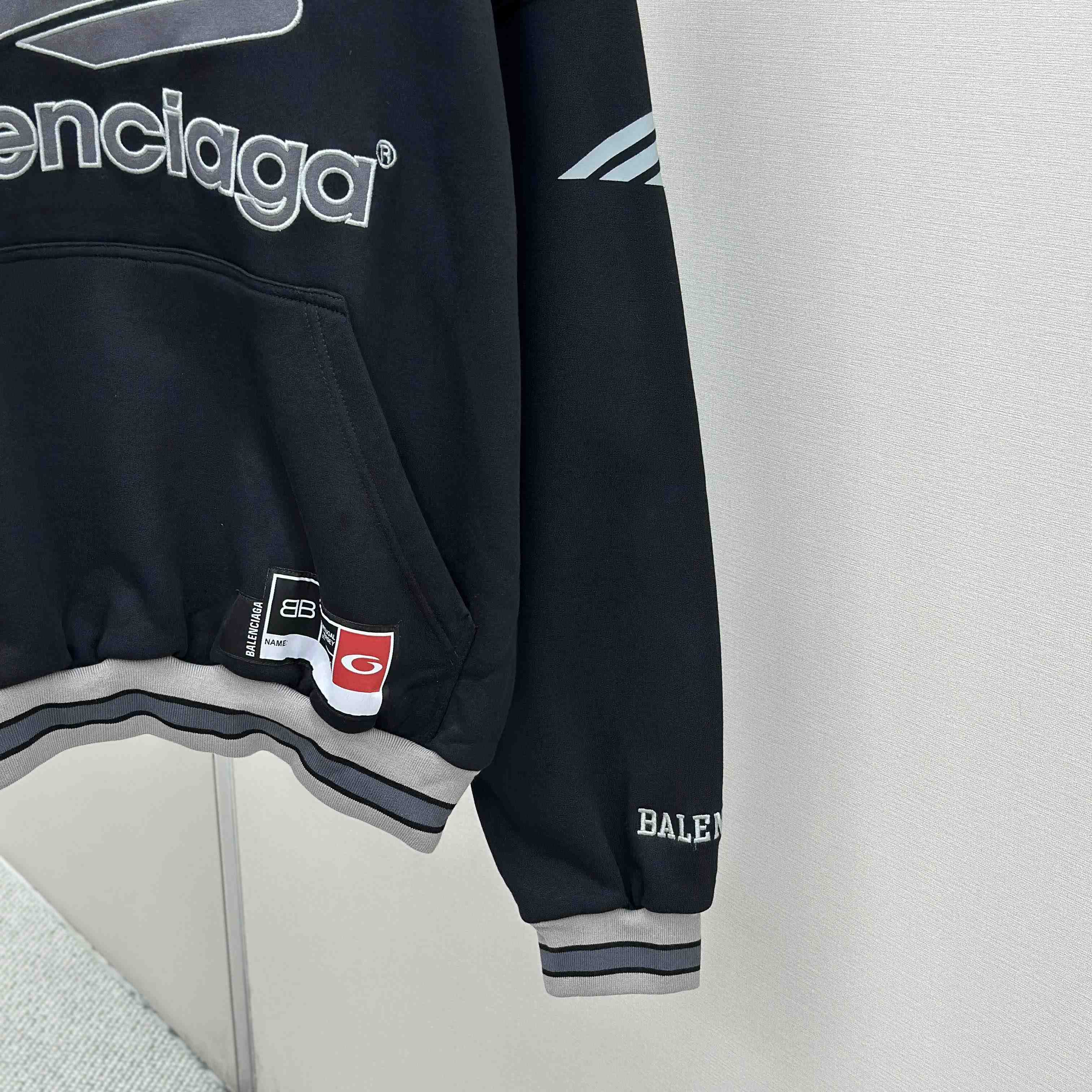 Balenciaga 3B Football Polo Hoodie In Black - DopestKickz