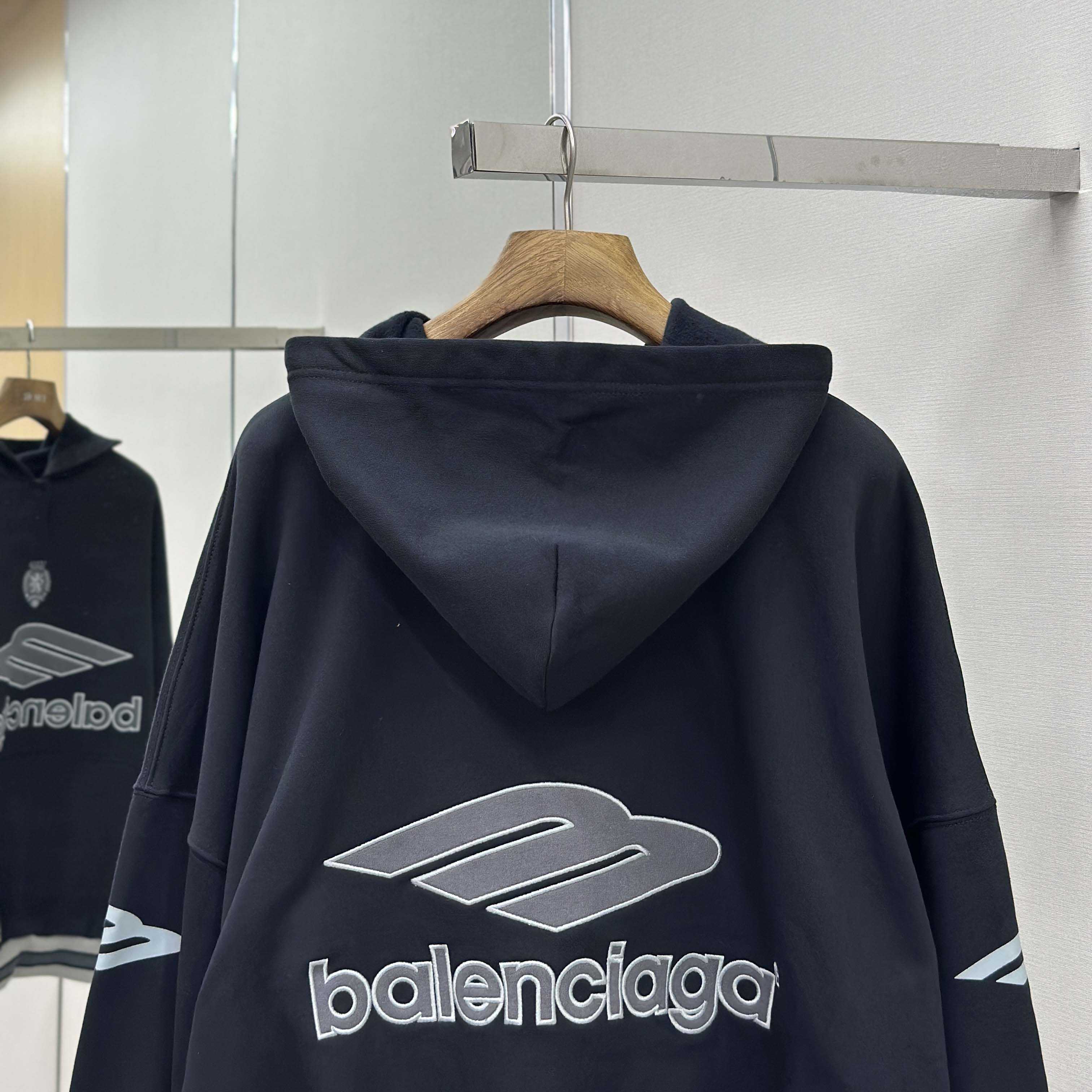 Balenciaga 3B Football Polo Hoodie In Black - DopestKickz