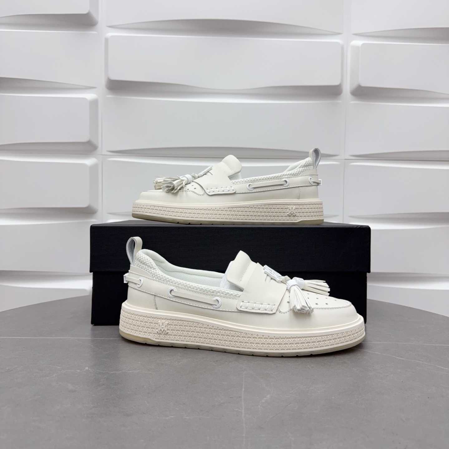 Amiri Men's White Loafers Leather - DopestKickz