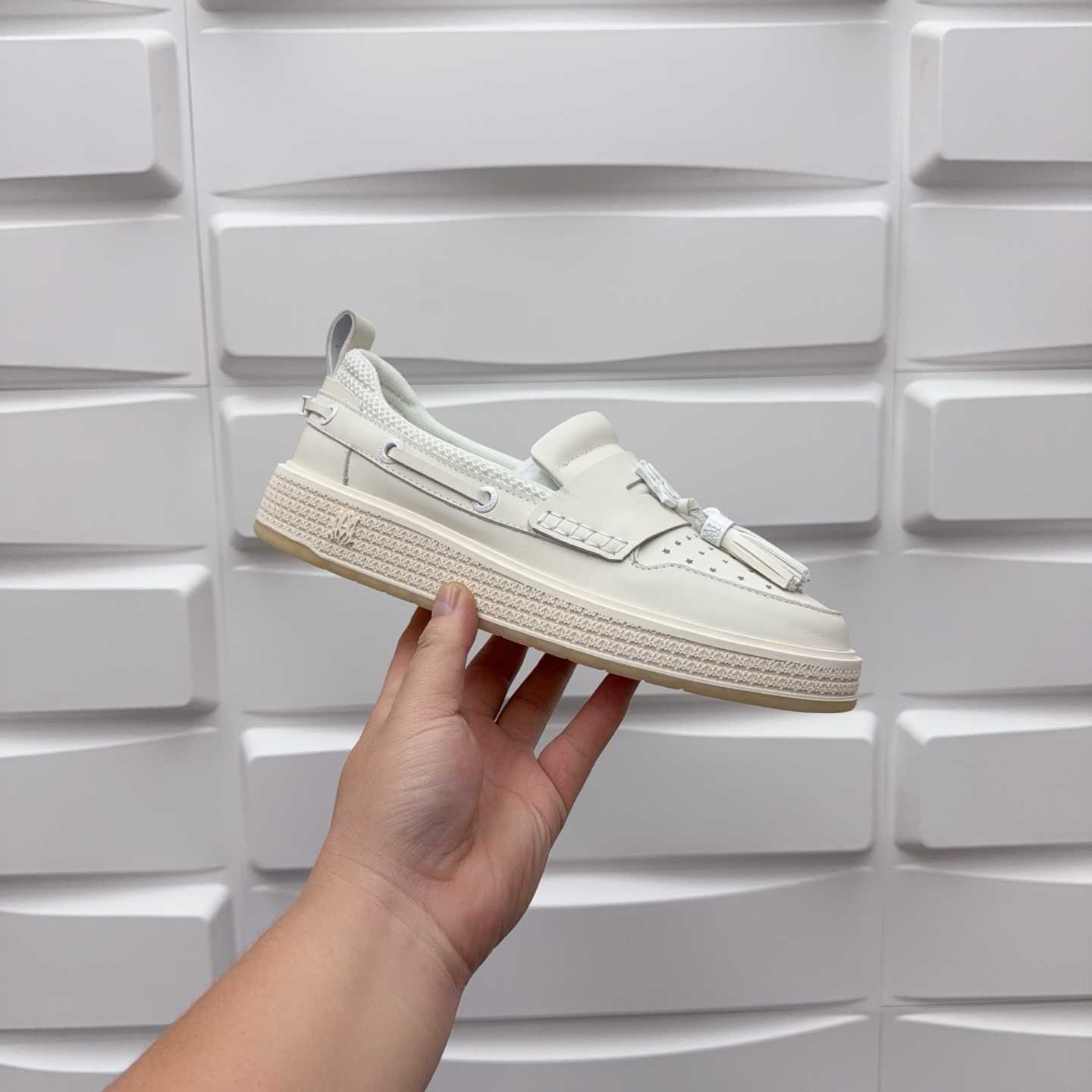 Amiri Men's White Loafers Leather - DopestKickz