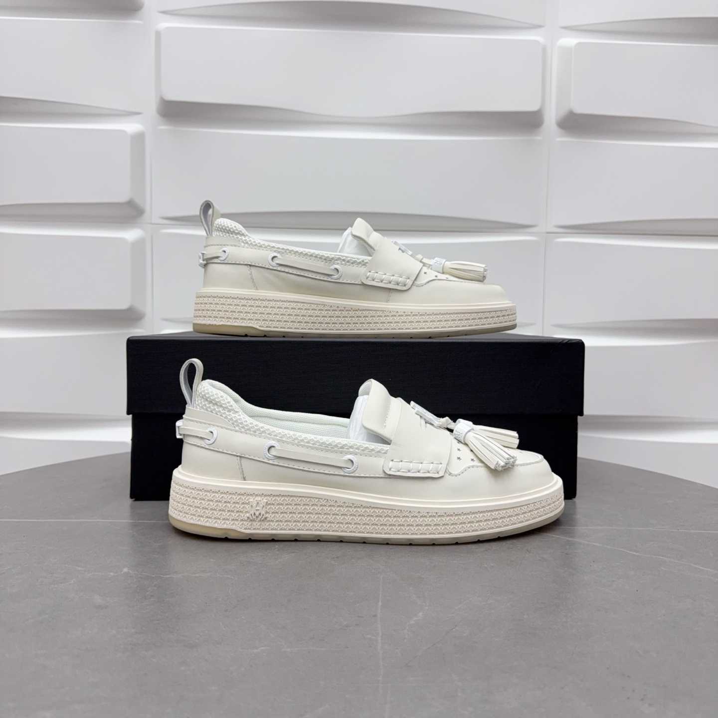 Amiri Men's White Loafers Leather - DopestKickz