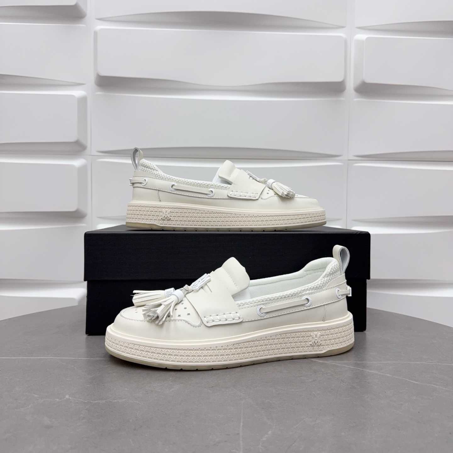 Amiri Men's White Loafers Leather - DopestKickz