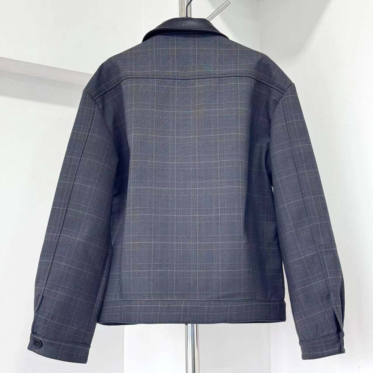 Miu Miu Prince Of Wales Check And bonded Jersey Blouson Jacket - DopestKickz