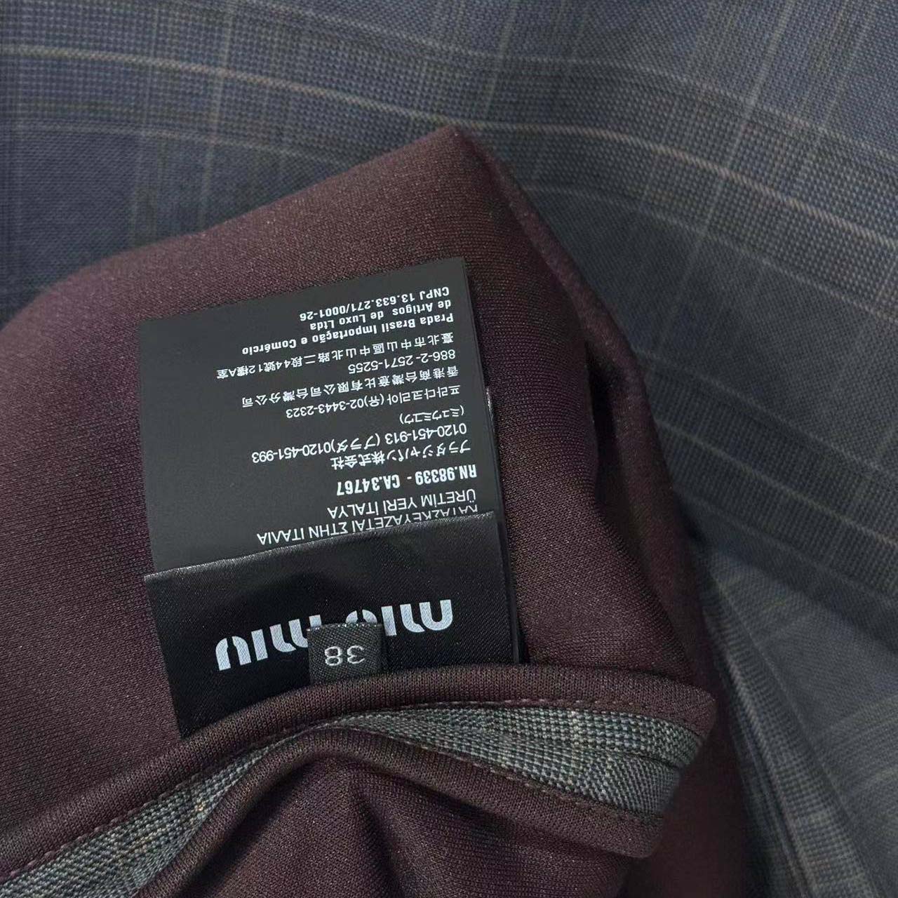 Miu Miu Prince Of Wales Check And bonded Jersey Blouson Jacket - DopestKickz