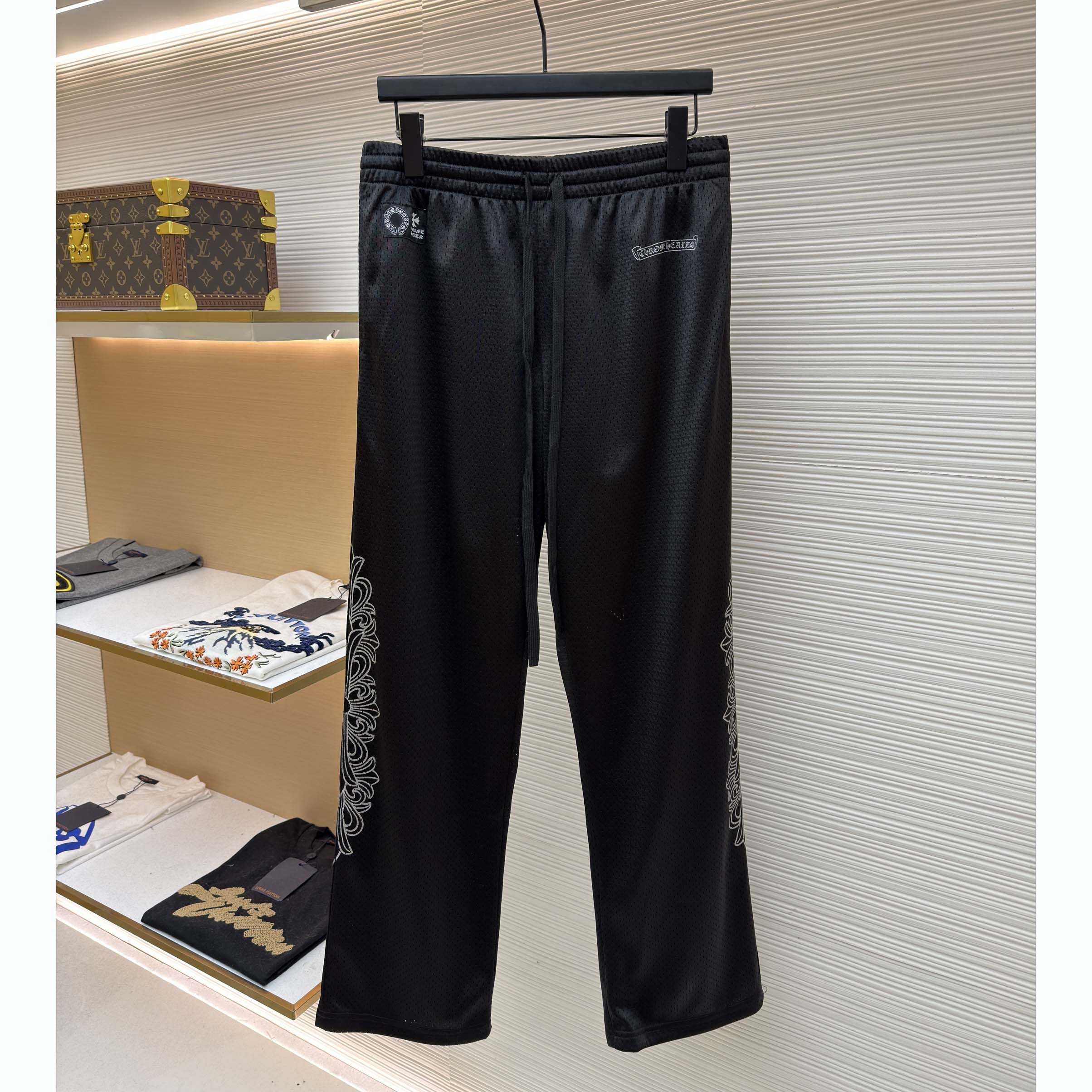 Chrome Hearts black mesh warm-up track pants - DopestKickz