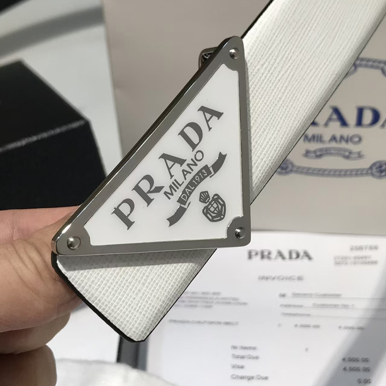 Prada Reversible Saffiano Leather Belt Strap - DopestKickz