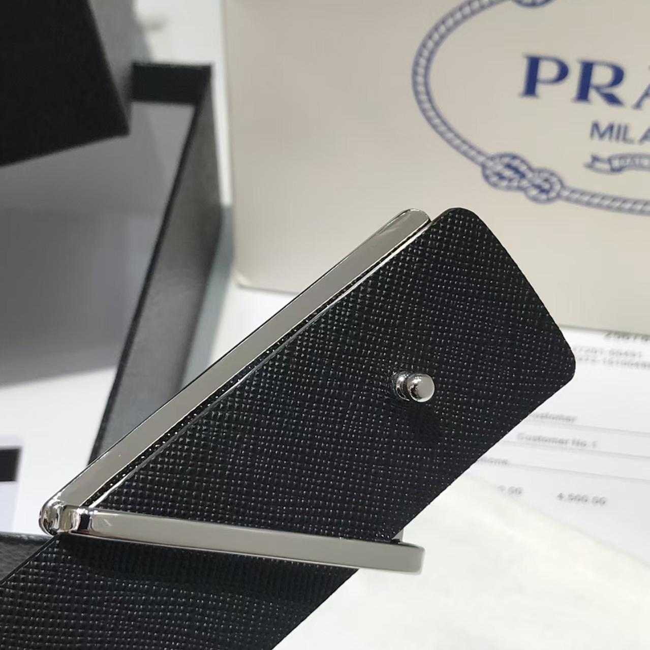 Prada Reversible Saffiano Leather Belt Strap - DopestKickz