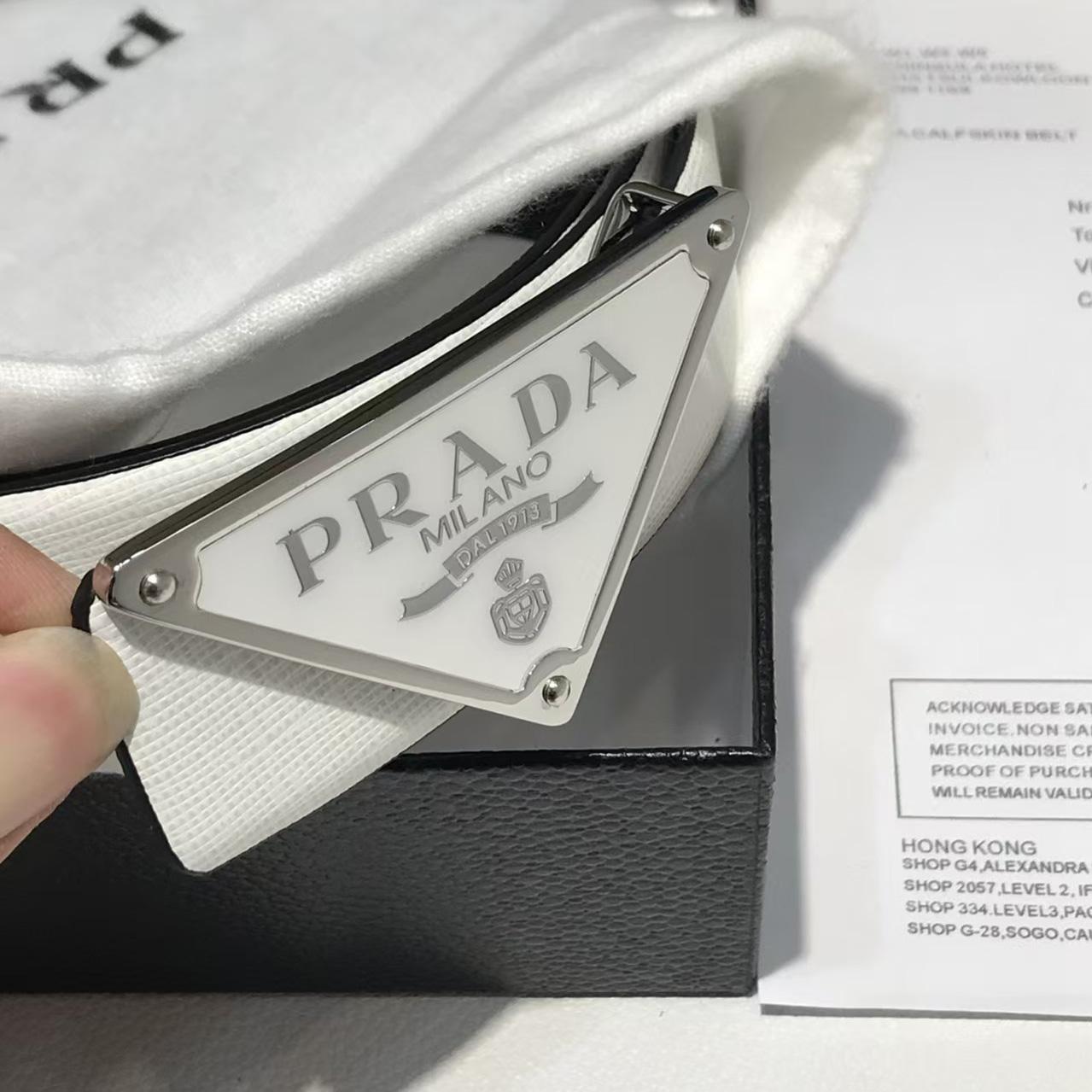 Prada Reversible Saffiano Leather Belt Strap - DopestKickz
