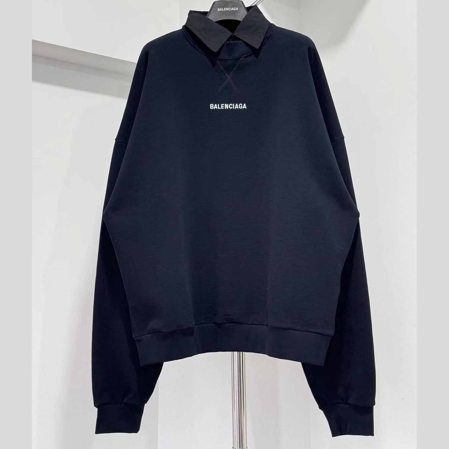 Balenciaga Back Shirt Collar Crewneck In Faded Black - DopestKickz