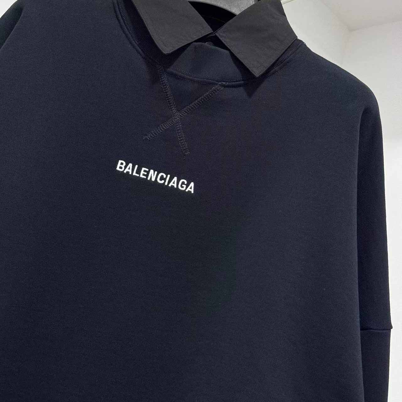 Balenciaga Back Shirt Collar Crewneck In Faded Black - DopestKickz