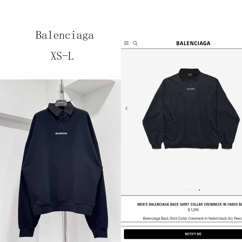 Balenciaga Back Shirt Collar Crewneck In Faded Black - DopestKickz