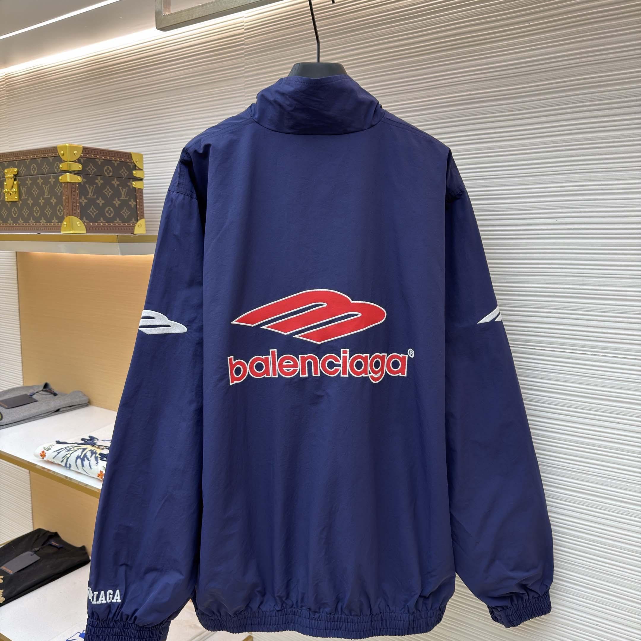 Balenciaga 3B Football Tracksuit Jacket In New Dark Navy - DopestKickz