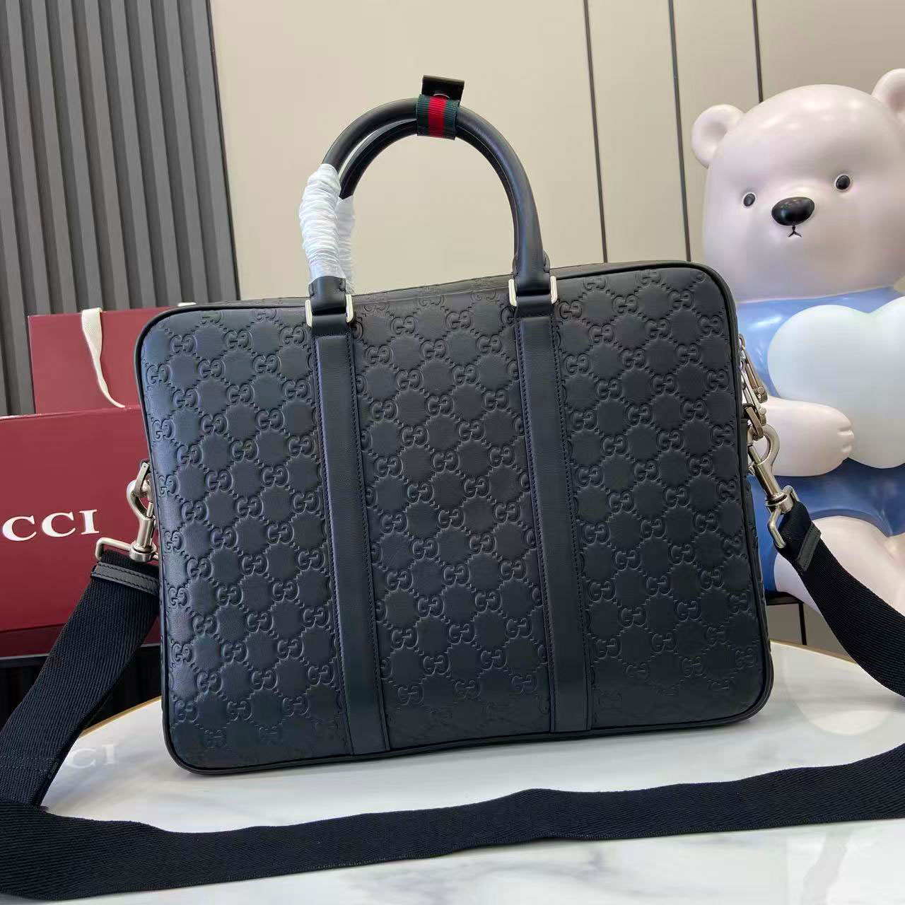 Gucci  GG Emblem Large Briefcase 850222 - DopestKickz