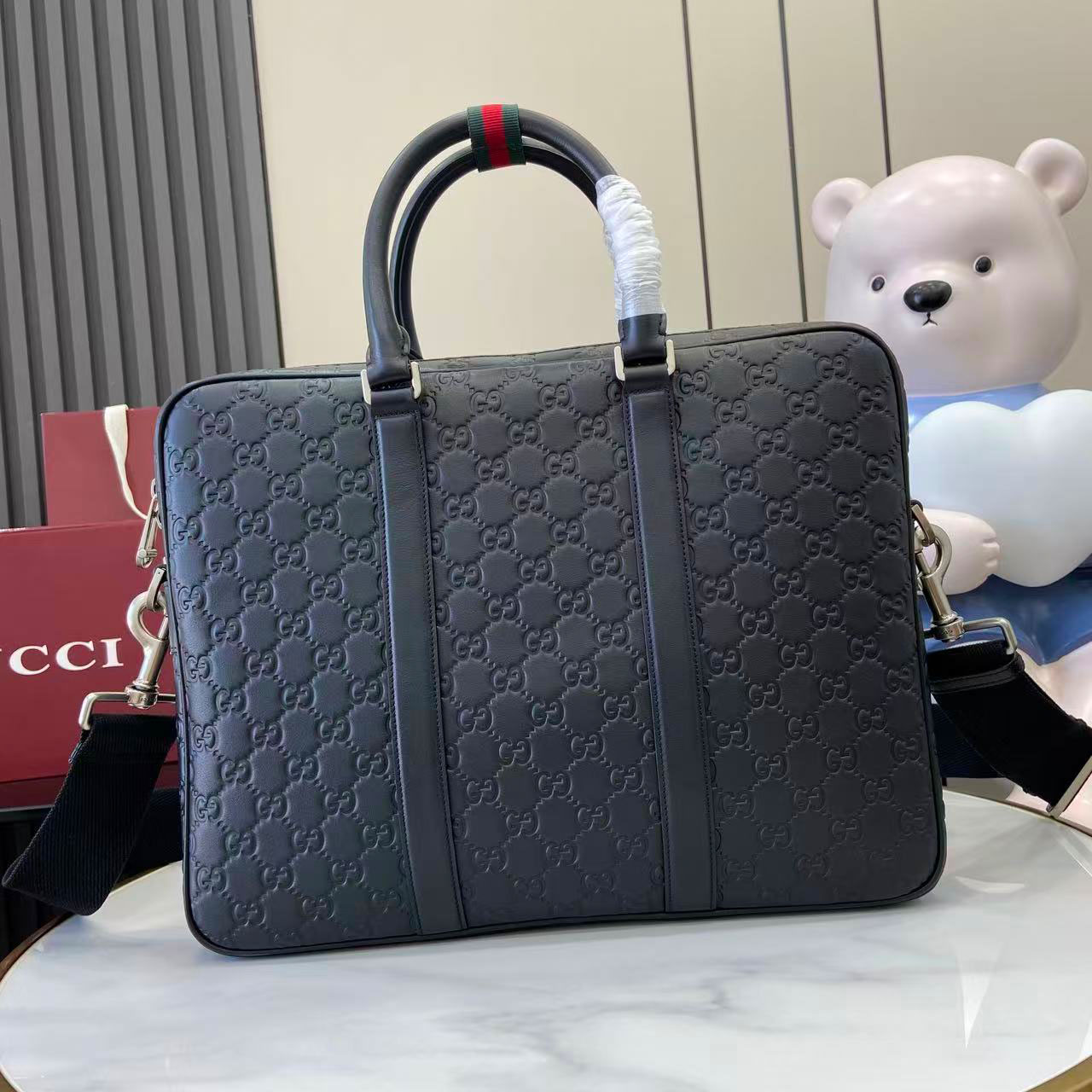 Gucci  GG Emblem Large Briefcase 850222 - DopestKickz
