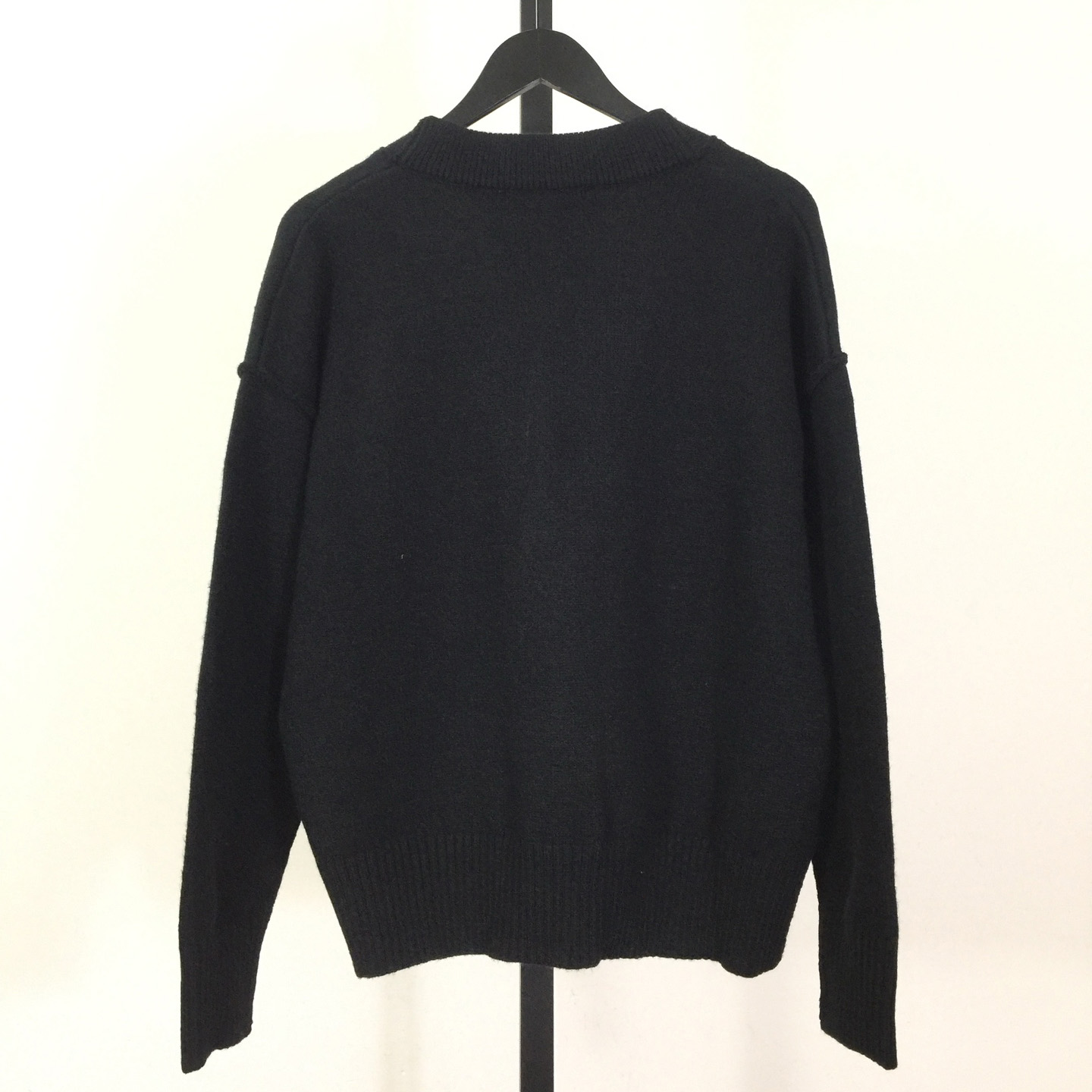 AMI Paris Black Wool Ami De Coeur Cardigan  - DopestKickz