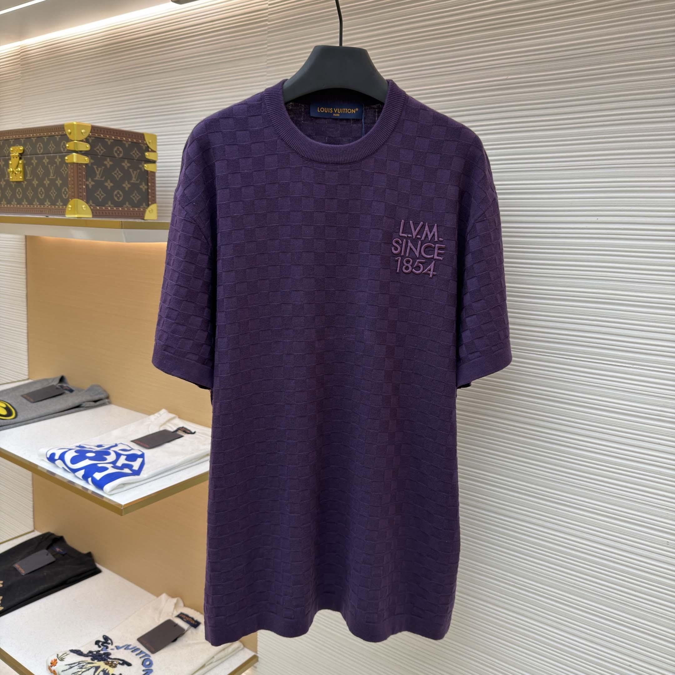 Louis Vuitton Damier Jacquard Short-Sleeved Crewneck    1AJTVL - DopestKickz
