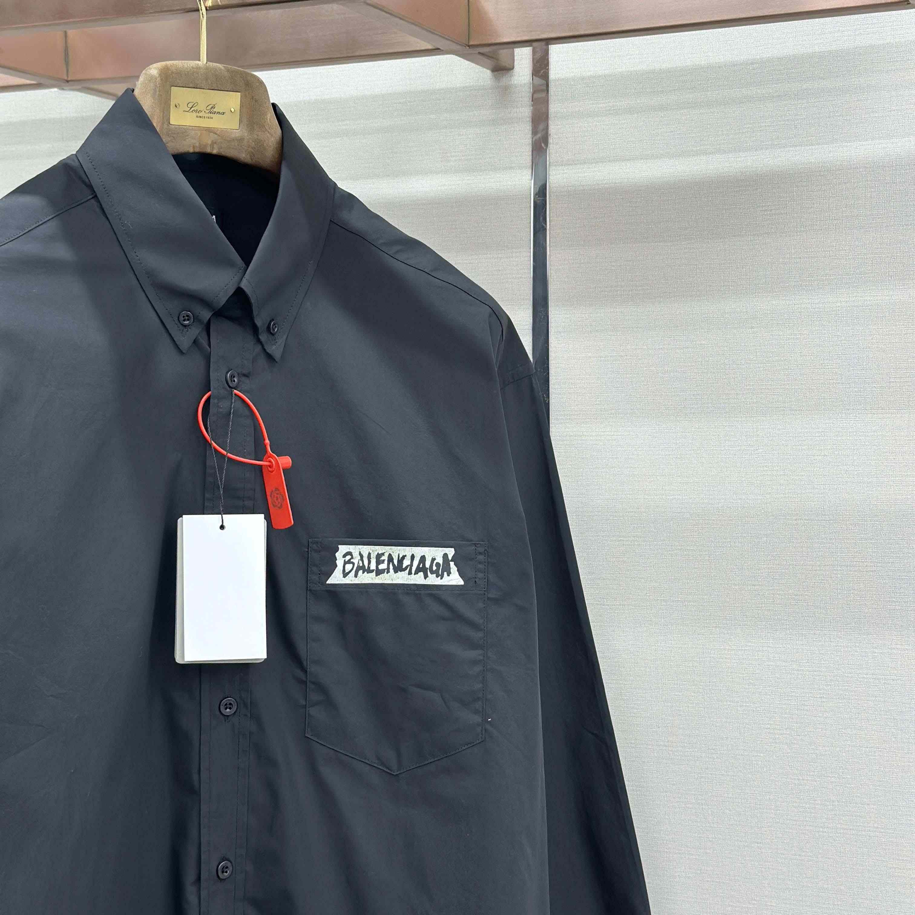 Balenciaga Masking Tape Long Sleeve Shirt Large Fit In Black - DopestKickz