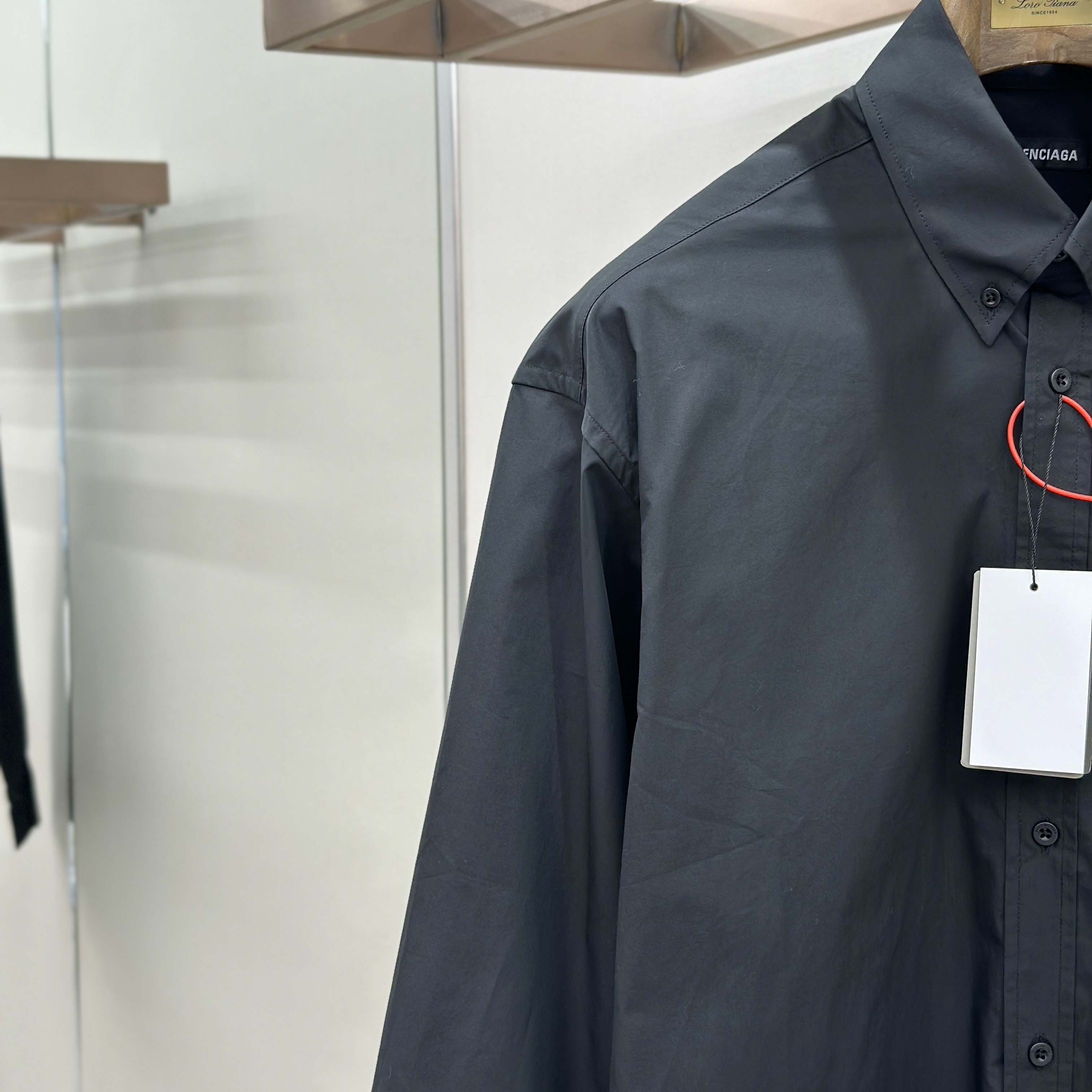 Balenciaga Masking Tape Long Sleeve Shirt Large Fit In Black - DopestKickz