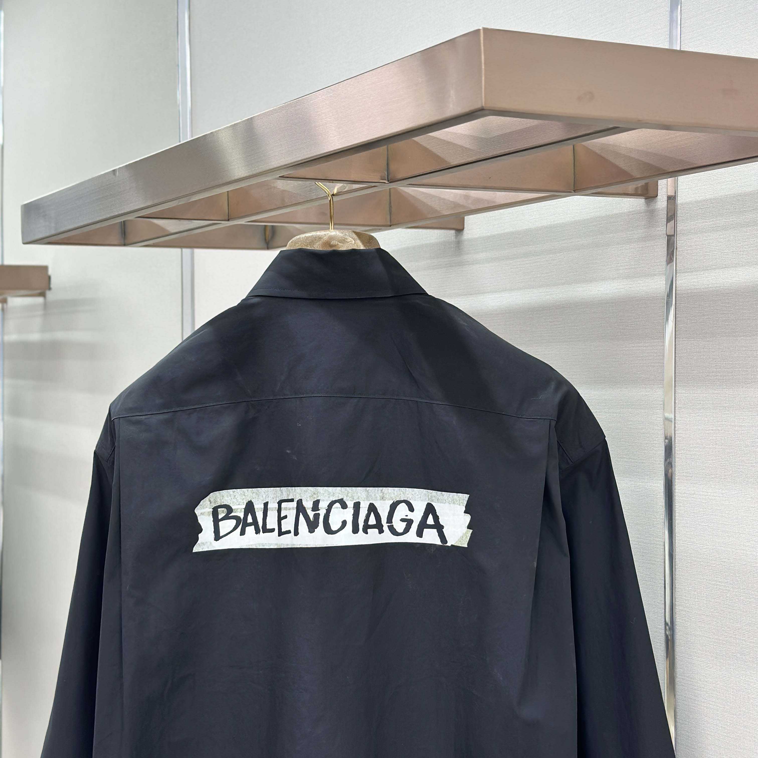 Balenciaga Masking Tape Long Sleeve Shirt Large Fit In Black - DopestKickz
