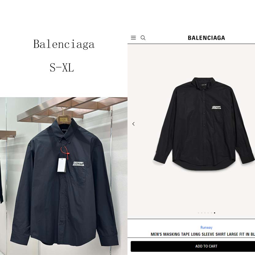 Balenciaga Masking Tape Long Sleeve Shirt Large Fit In Black - DopestKickz