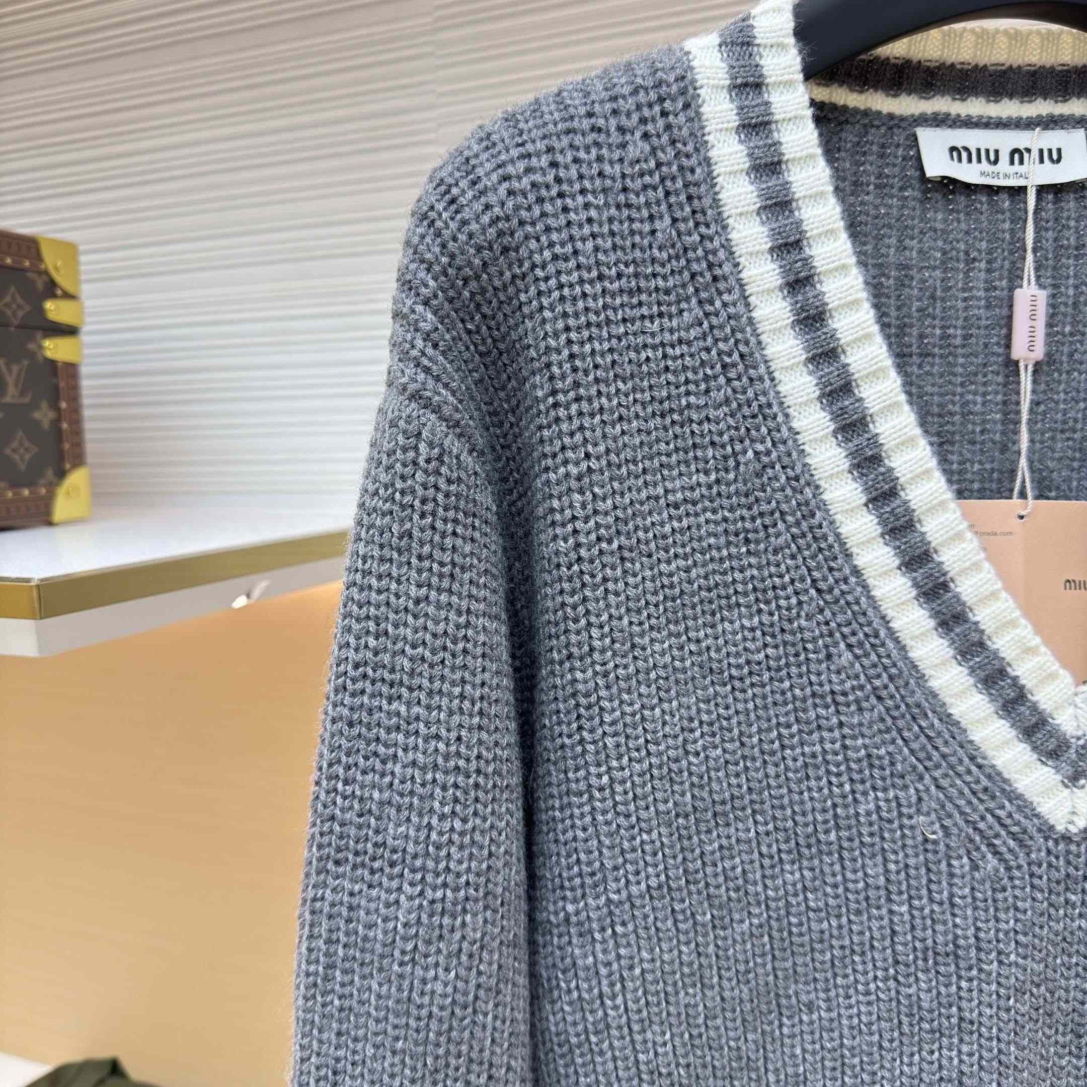 Miu Miu Wool And Cashmere V-neck Sweater - DopestKickz