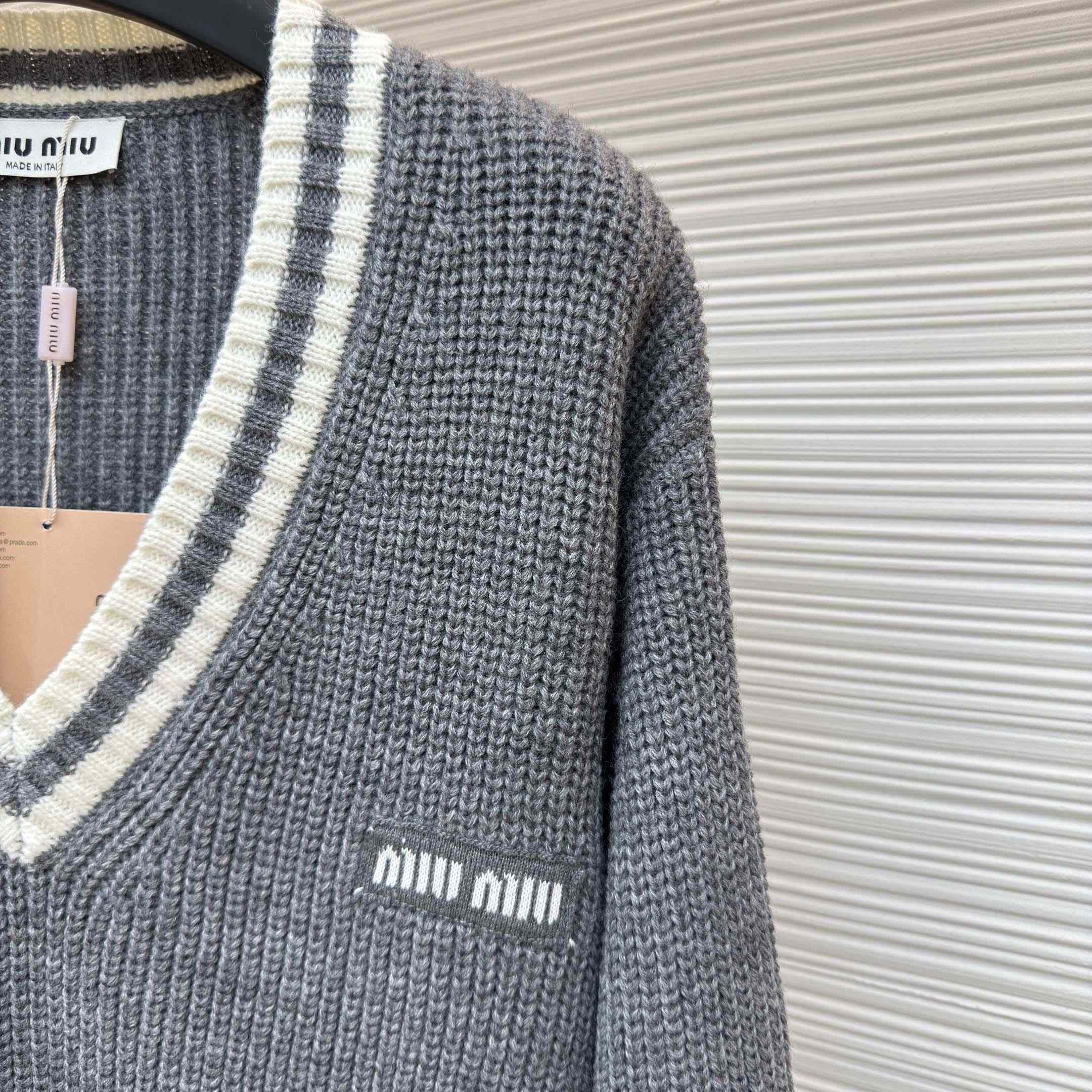 Miu Miu Wool And Cashmere V-neck Sweater - DopestKickz