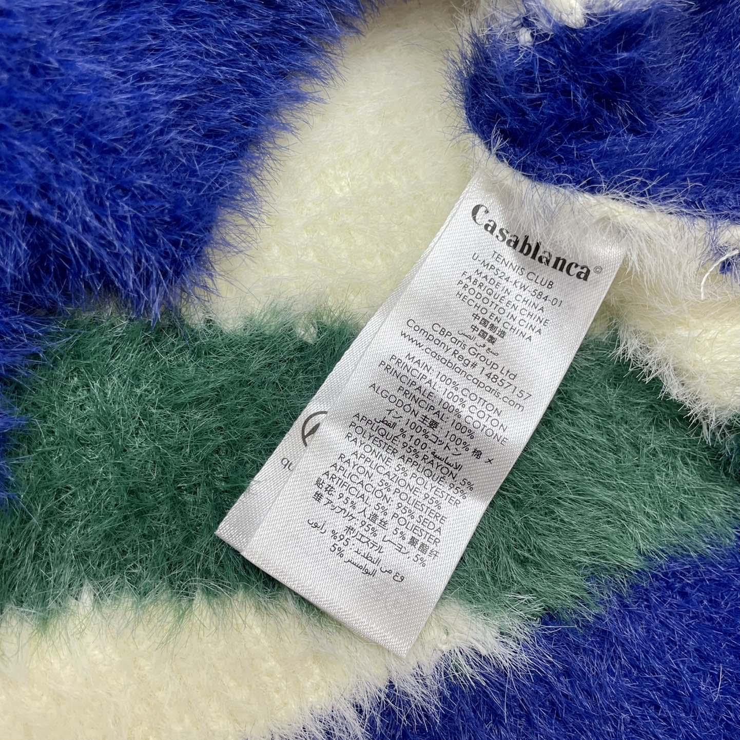 Casablanca Furry Striped Zip Up Jumper 'Blue/Green' - DopestKickz