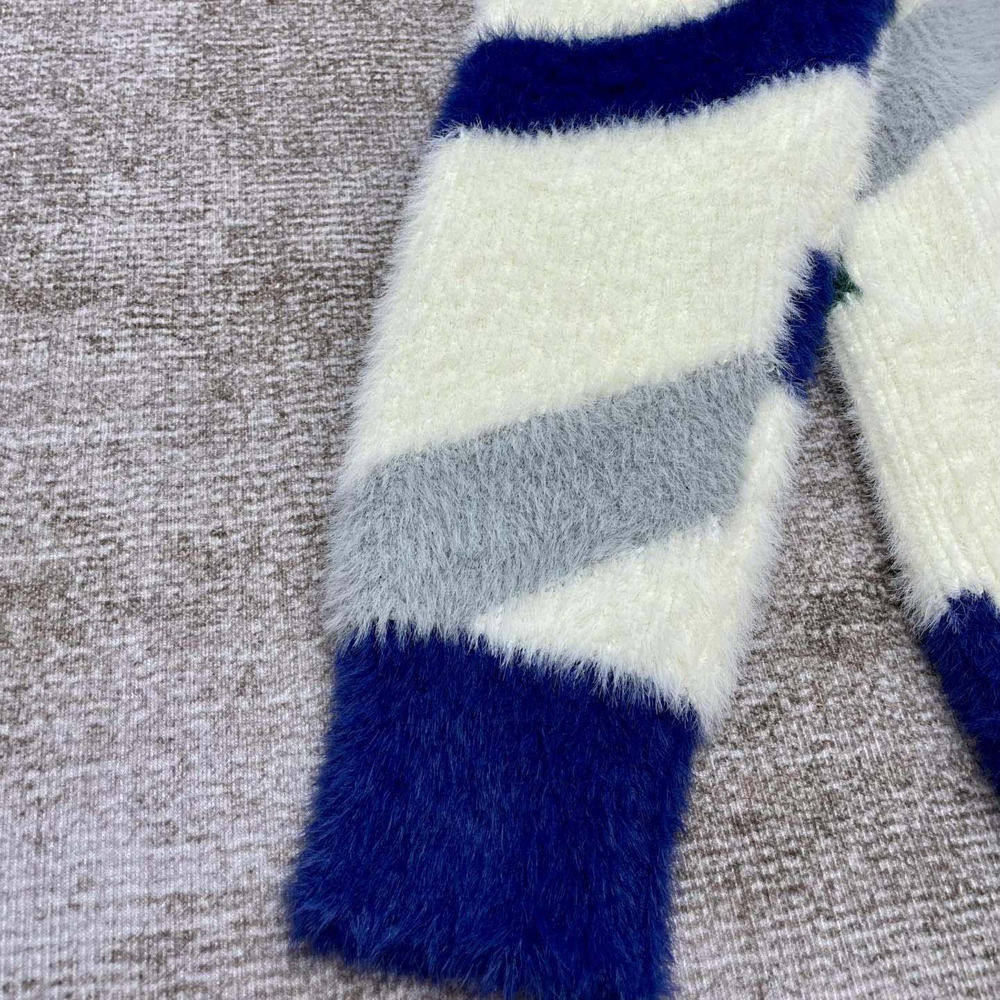 Casablanca Furry Striped Zip Up Jumper 'Blue/Green' - DopestKickz