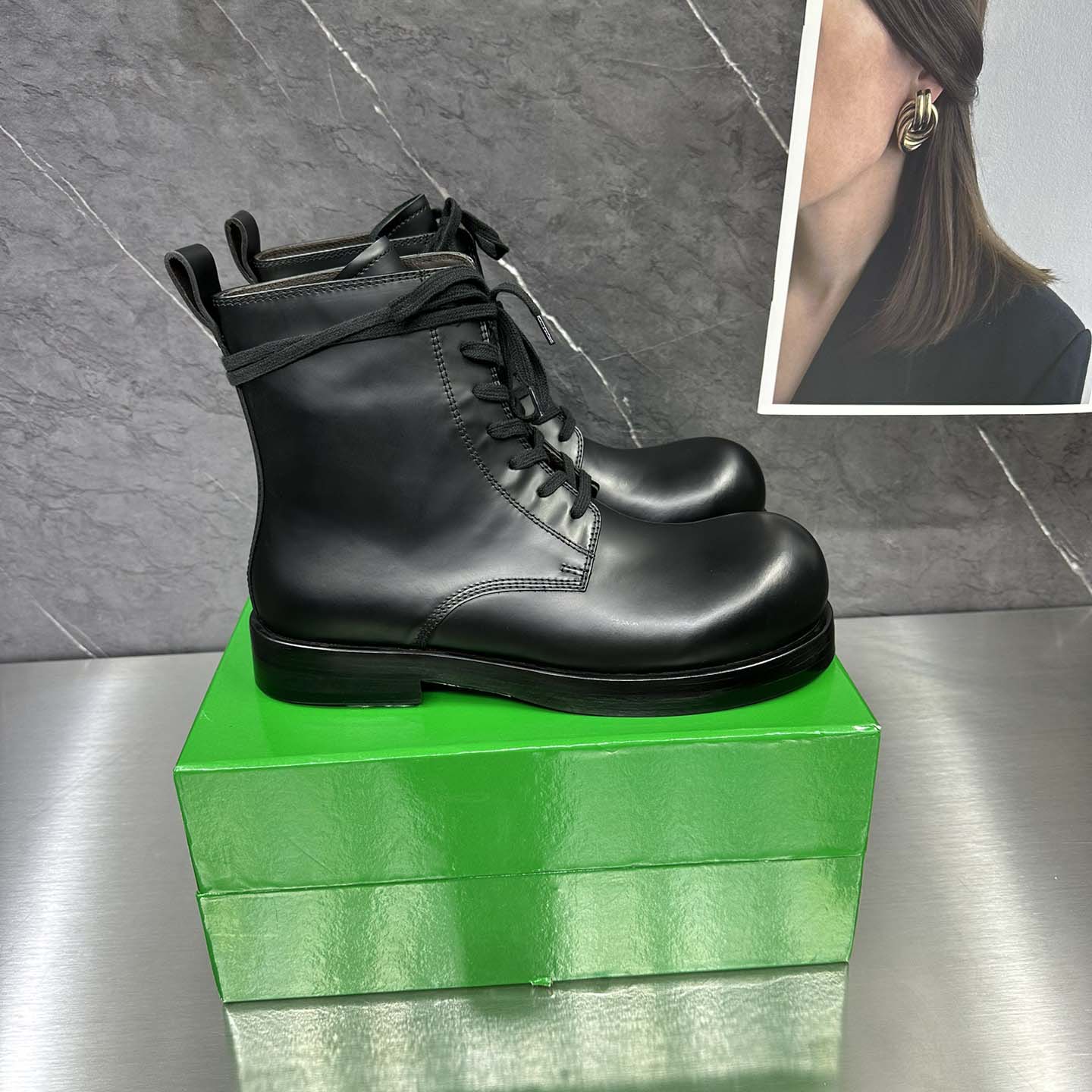 Bottega Veneta Helium Lace-Up Ankle Boots in Black - DopestKickz