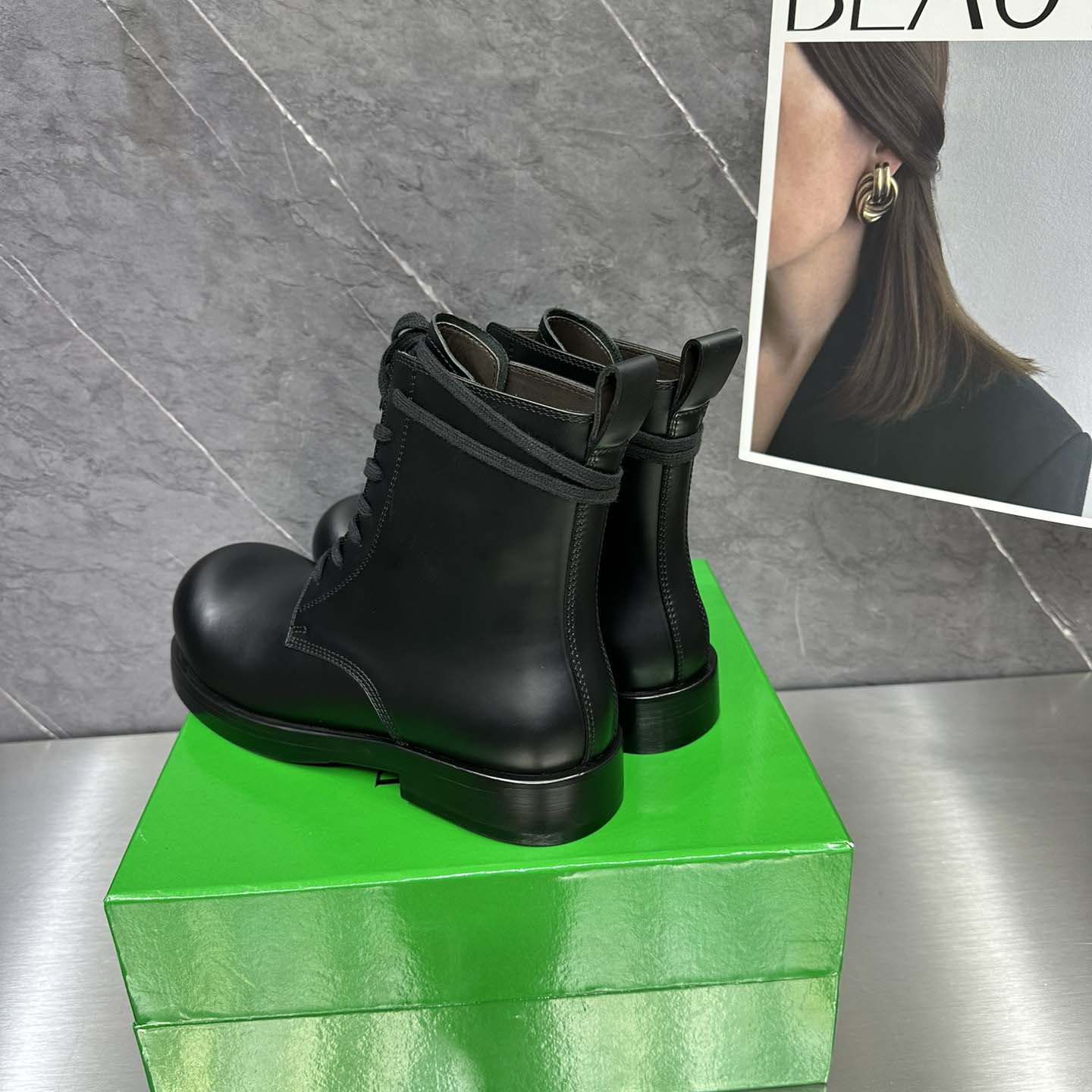 Bottega Veneta Helium Lace-Up Ankle Boots in Black - DopestKickz