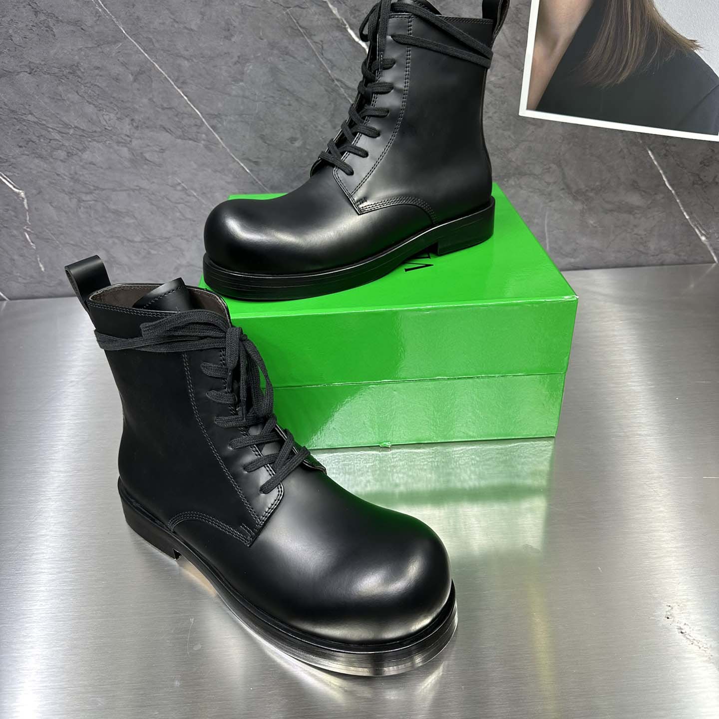 Bottega Veneta Helium Lace-Up Ankle Boots in Black - DopestKickz