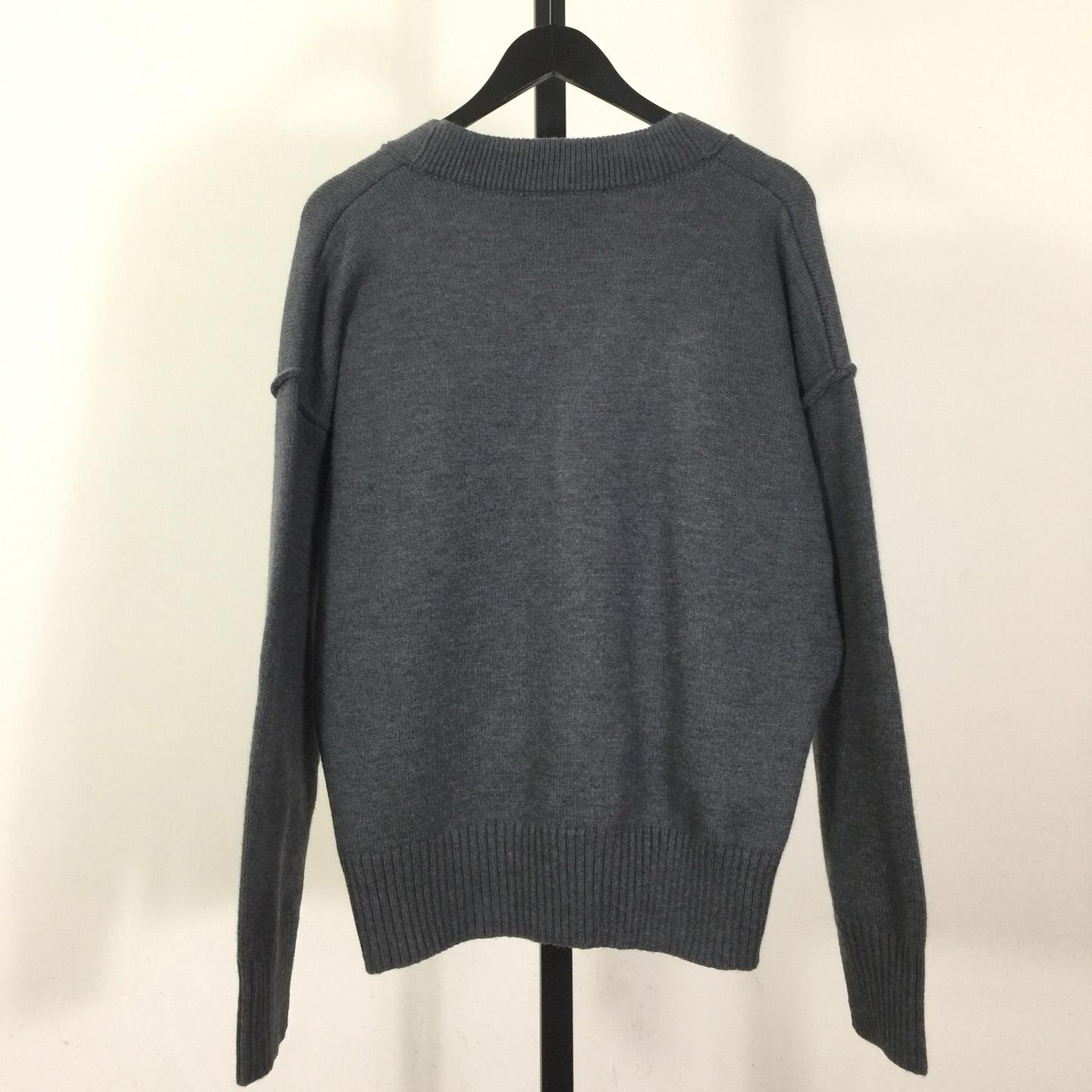 AMI Paris Grey Wool Ami De Coeur Cardigan  - DopestKickz