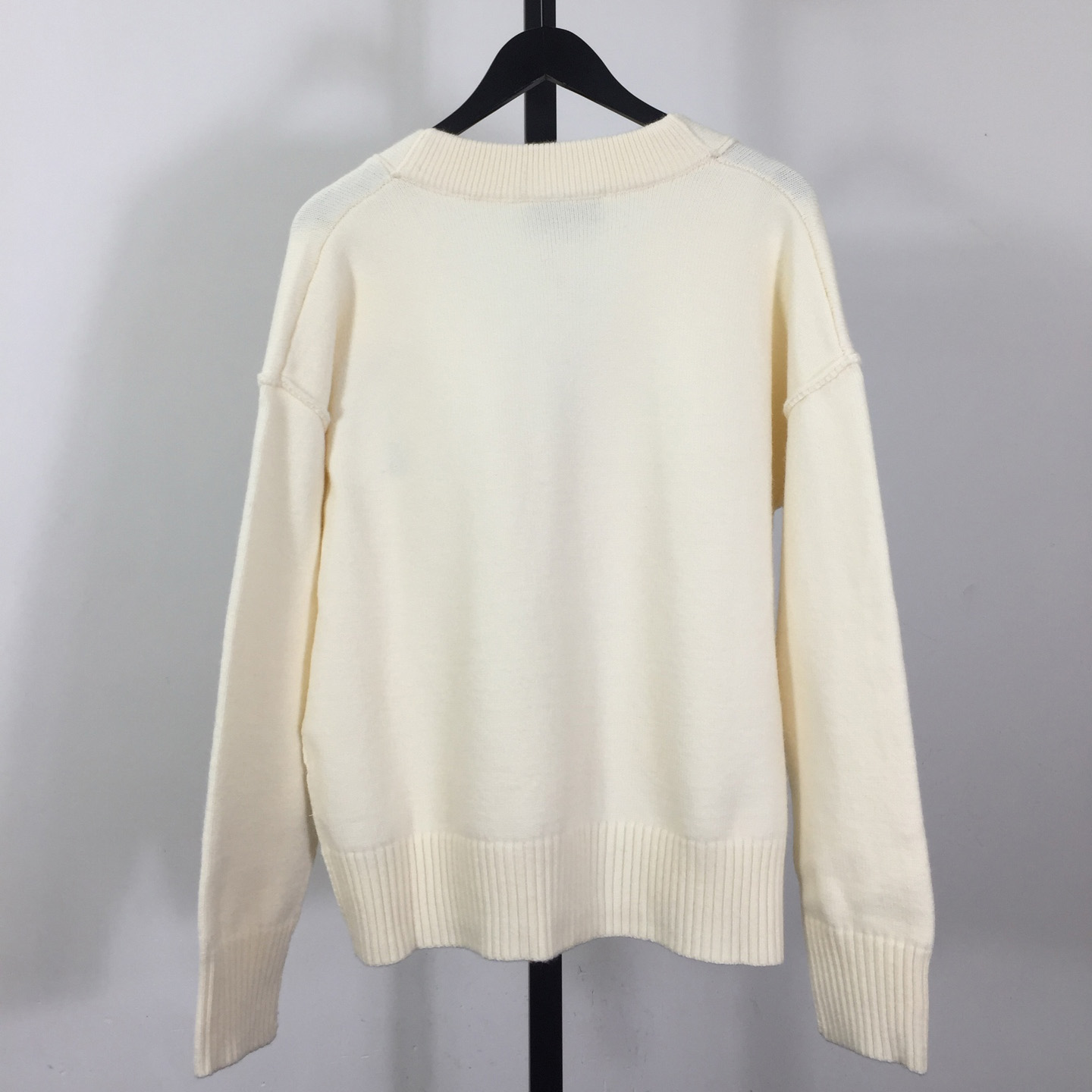 AMI Paris White Wool Ami De Coeur Cardigan  - DopestKickz
