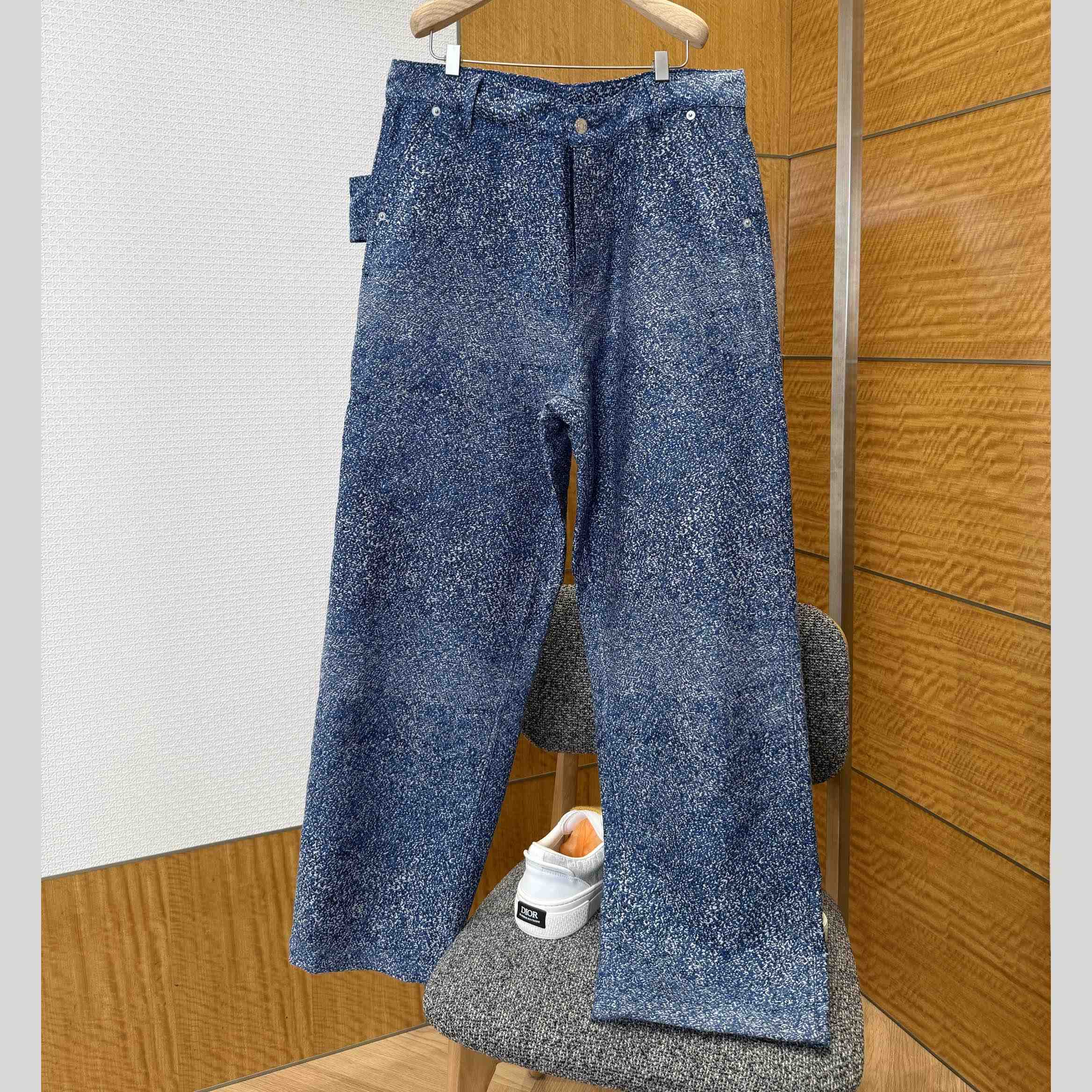 Dior Carpenter Jeans with Christian Dior Paris Tag Blue Cotton Jacquard - DopestKickz