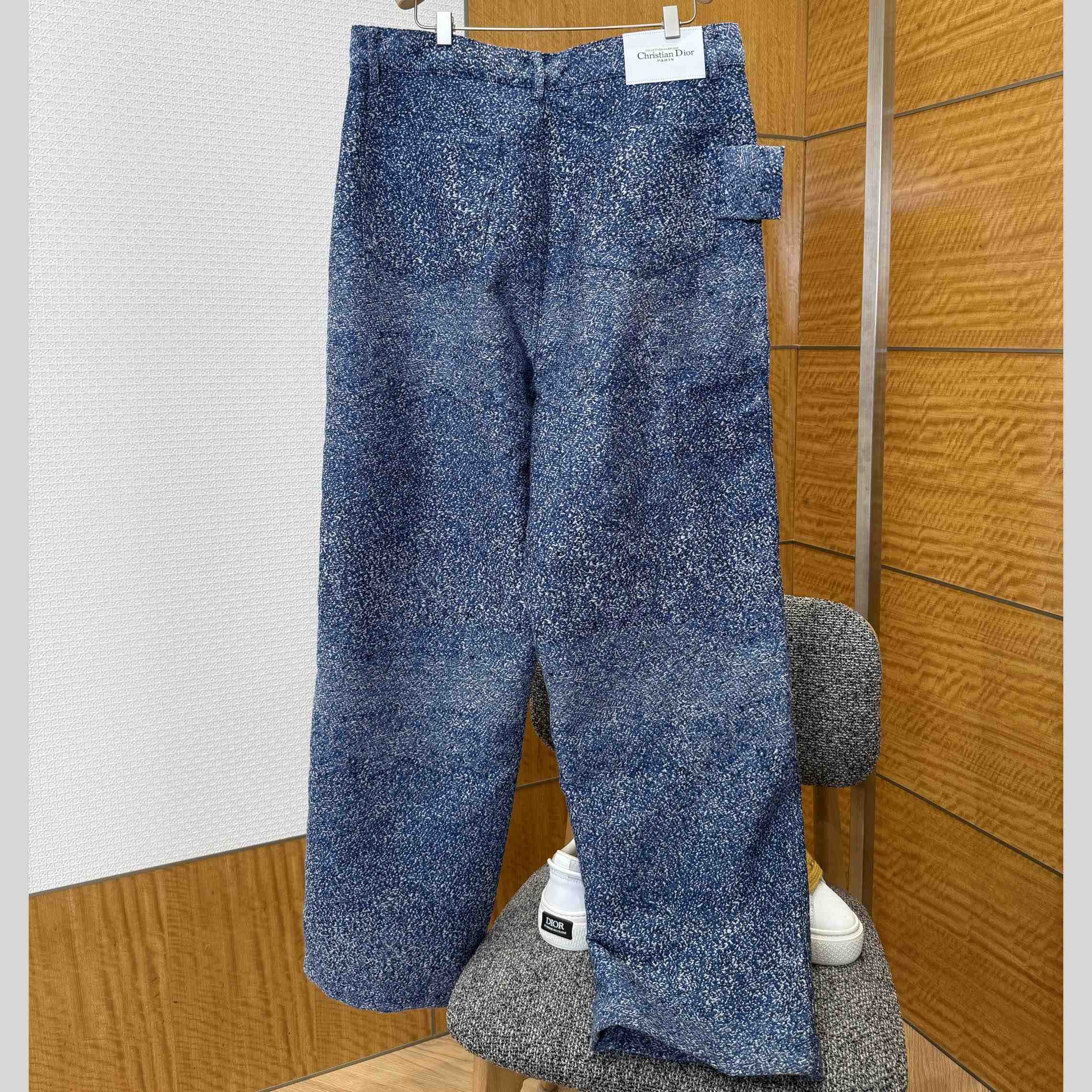 Dior Carpenter Jeans with Christian Dior Paris Tag Blue Cotton Jacquard - DopestKickz