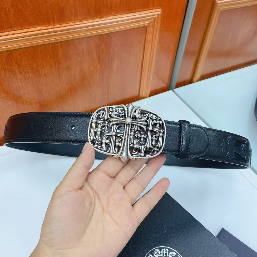 Chrome Hearts Leather Belt   - DopestKickz