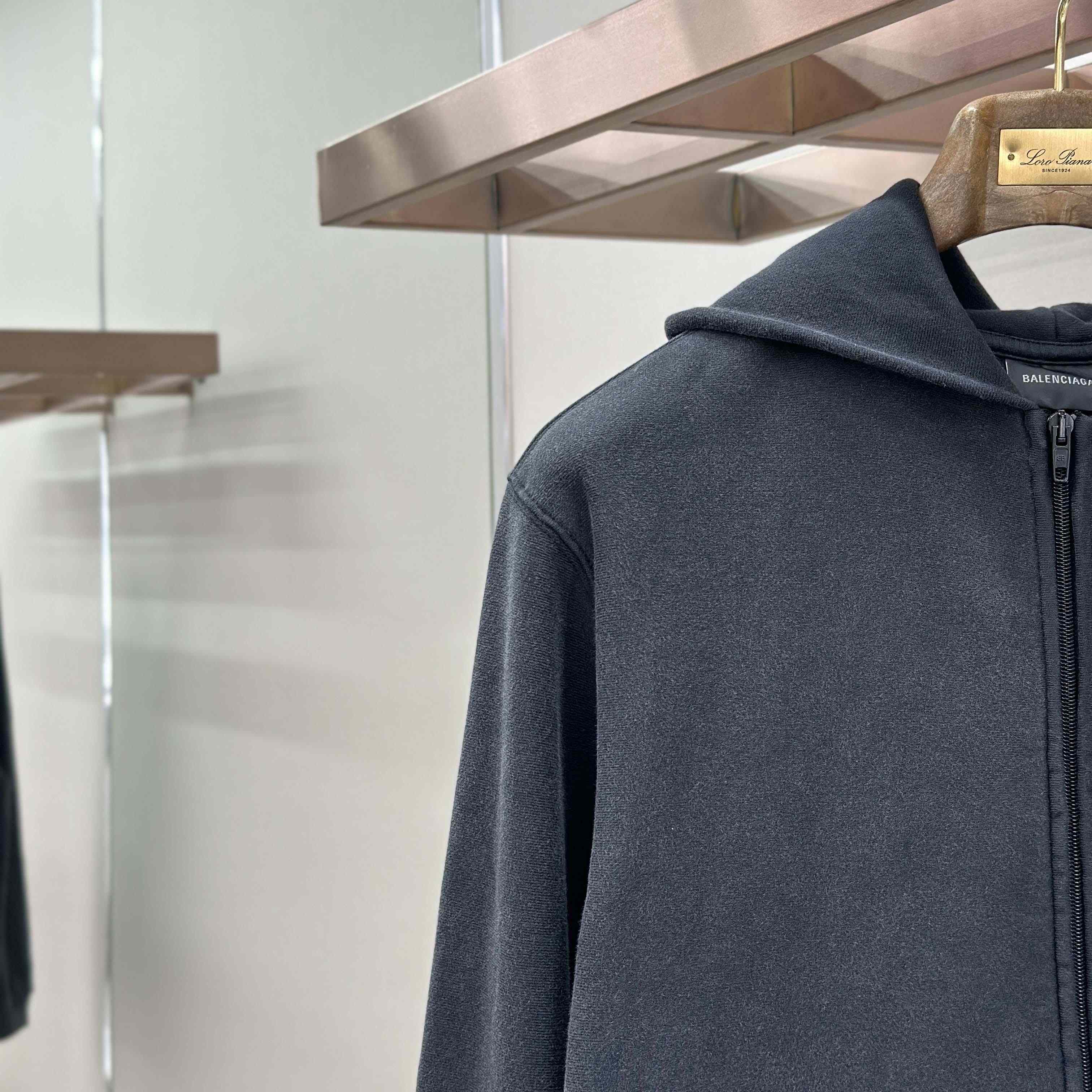 Balenciaga Washed Crayon Political Zip-Up Hoodie Regular Fit In Faded Black - DopestKickz