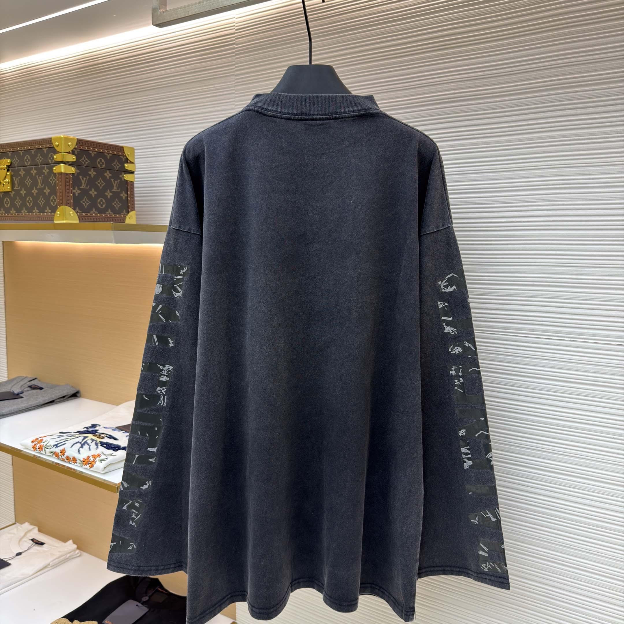 Balenciaga Men's Transparent Tape Shifted Oversized Long Sleeve T-shirt - DopestKickz