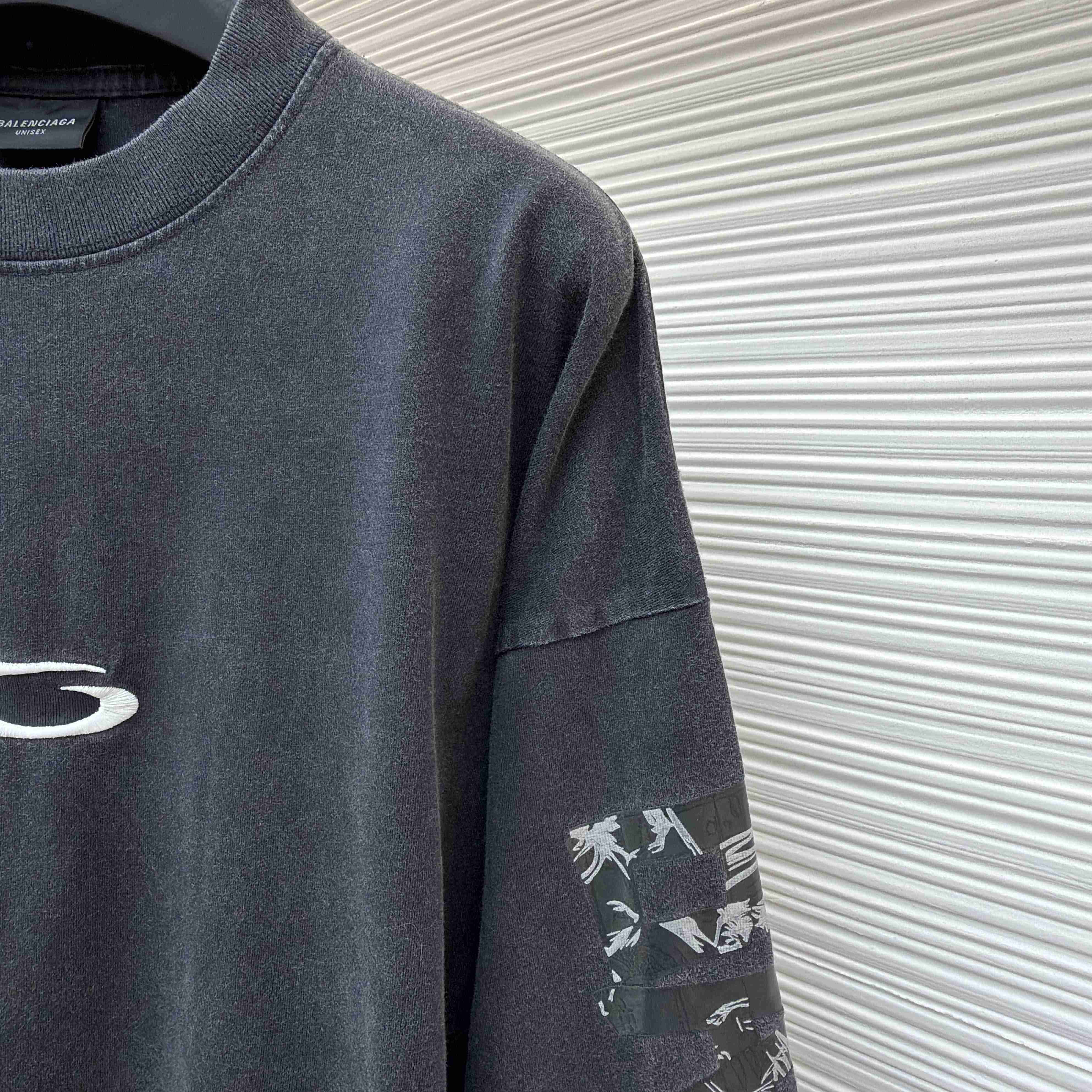 Balenciaga Men's Transparent Tape Shifted Oversized Long Sleeve T-shirt - DopestKickz