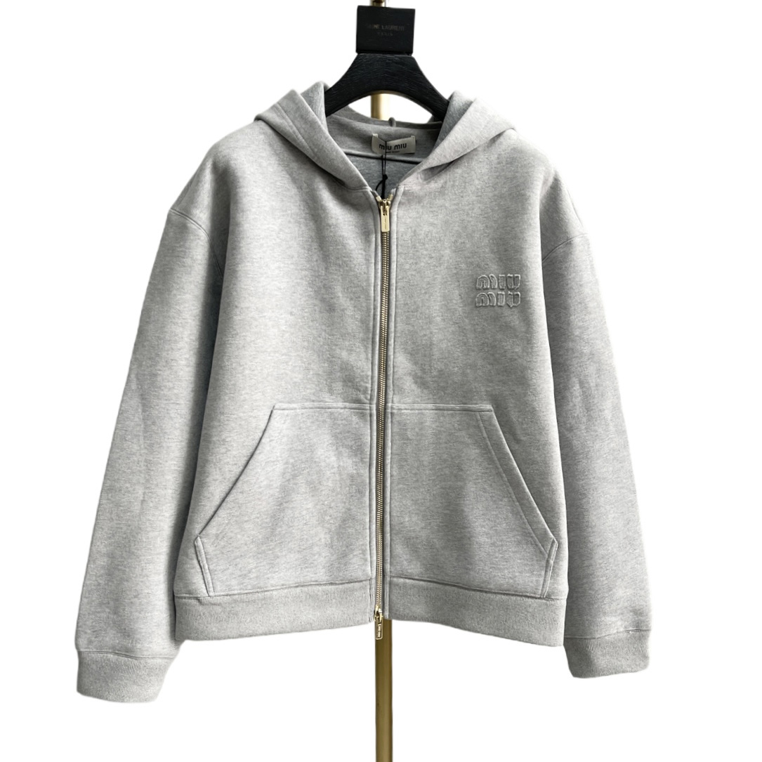 Miu Miu Logo-appliqué Cotton Hoodie     80002 - DopestKickz