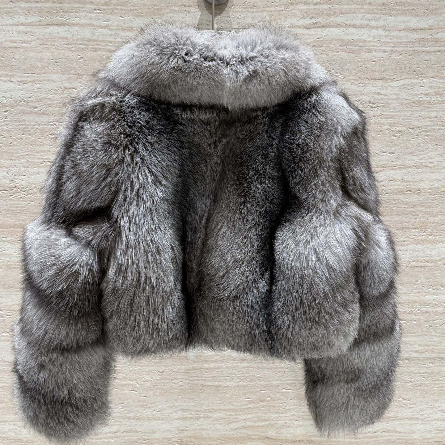 Fendi Fox Fur Cropped Turn Down Collar Coat - DopestKickz