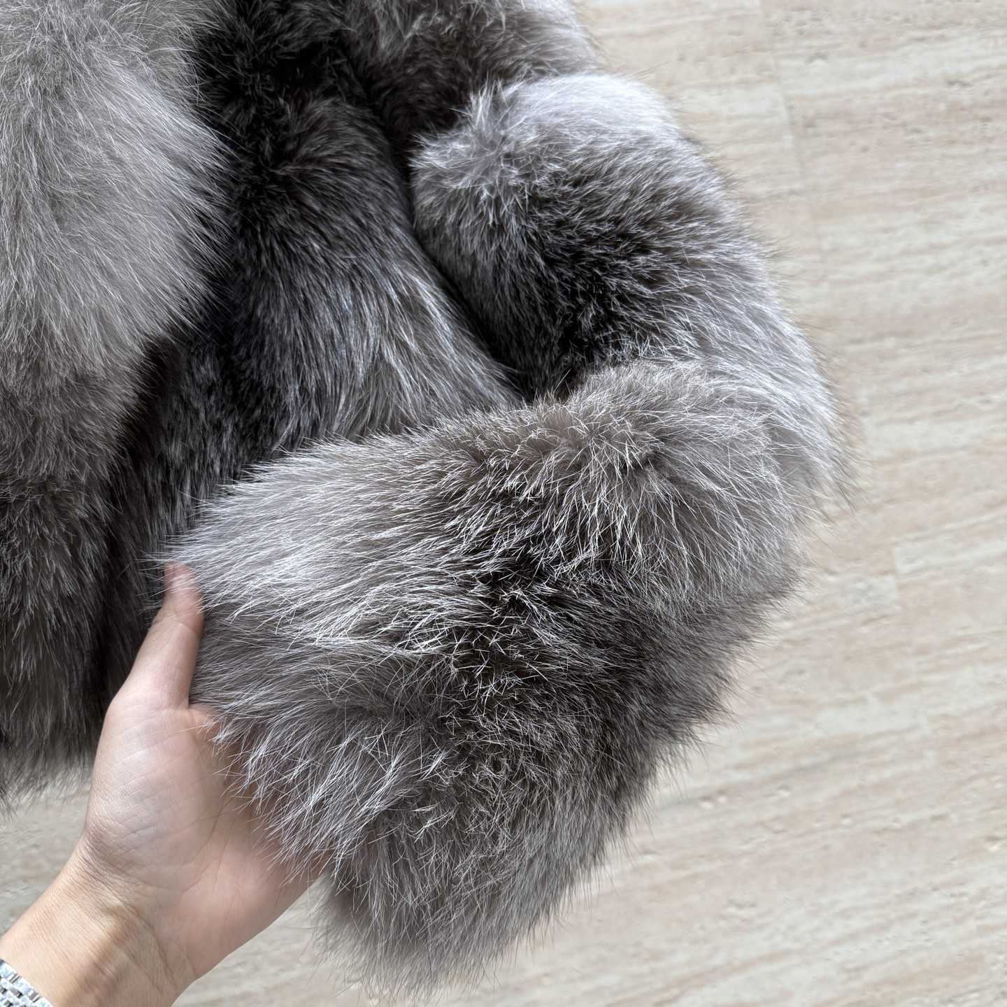 Fendi Fox Fur Cropped Turn Down Collar Coat - DopestKickz