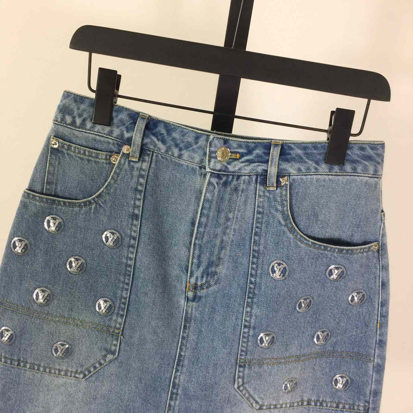 Louis Vuitton Signature Sequin Denim Mini Skirt - DopestKickz