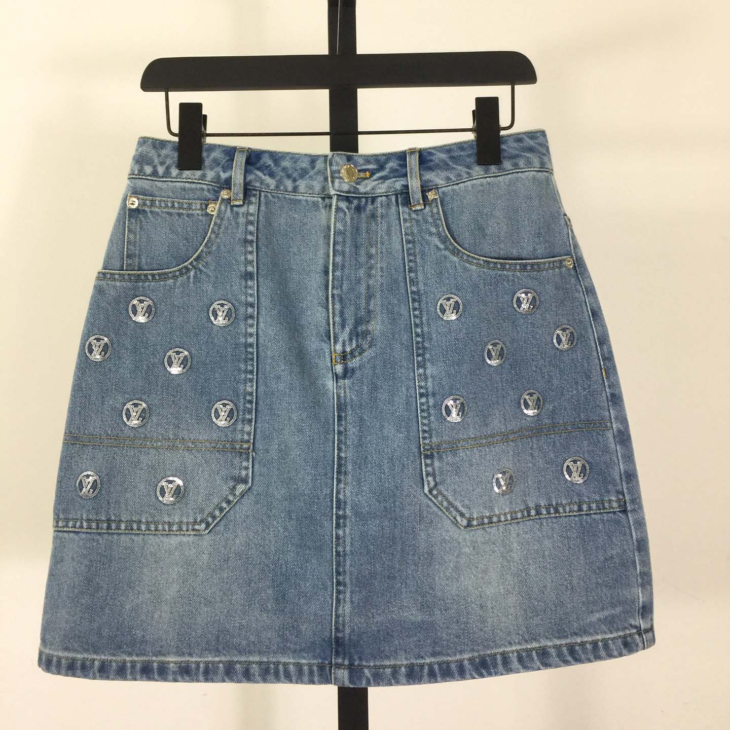Louis Vuitton Signature Sequin Denim Mini Skirt - DopestKickz