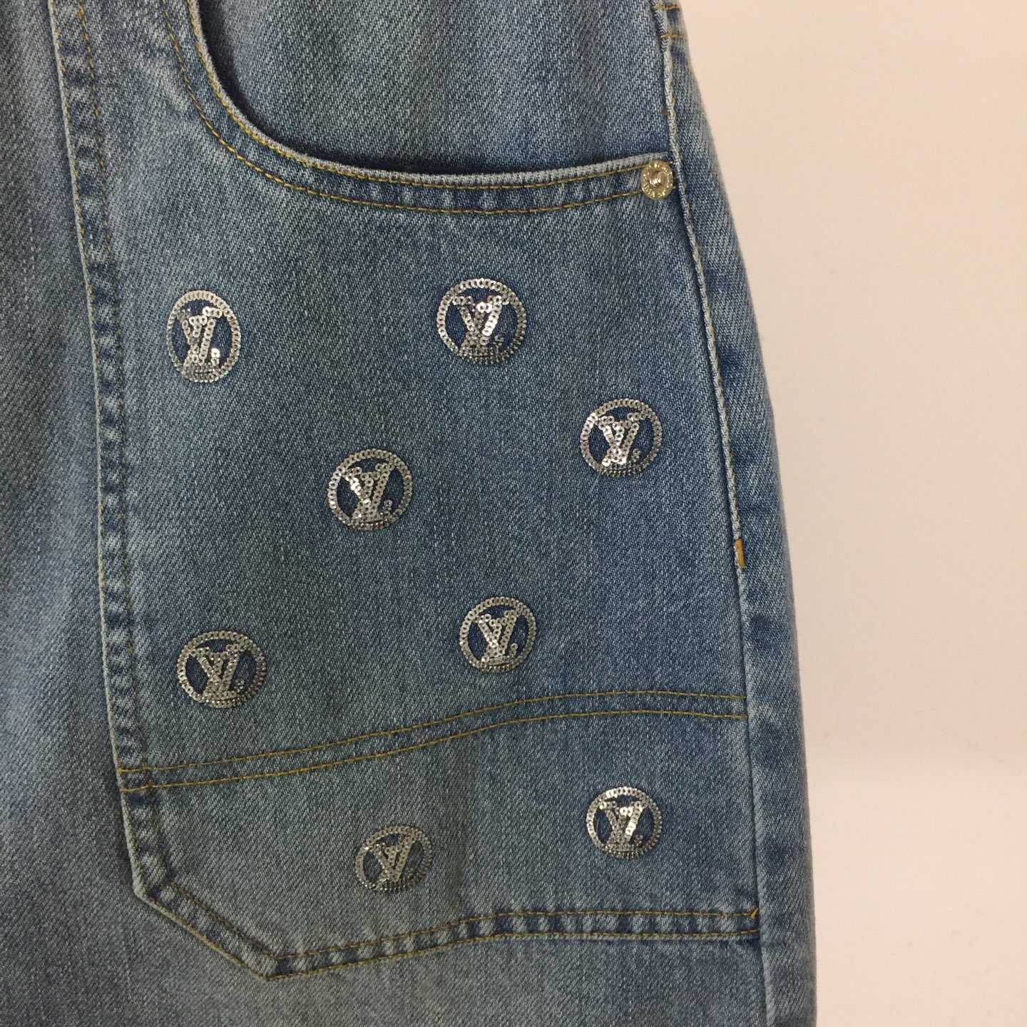 Louis Vuitton Signature Sequin Denim Mini Skirt - DopestKickz