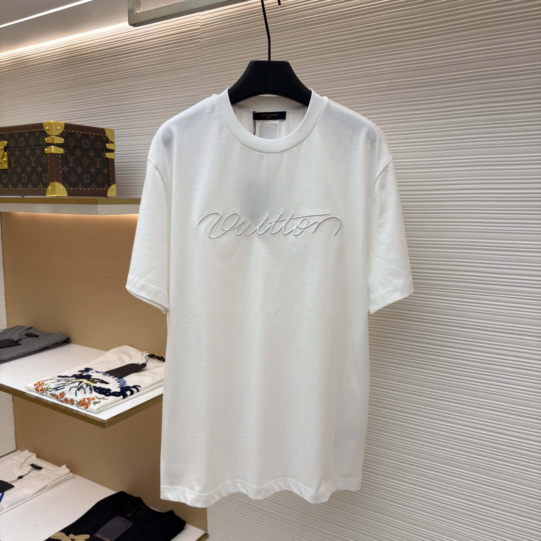Louis Vuitton Embellished Signature Short-Sleeved T-Shirt    - DopestKickz