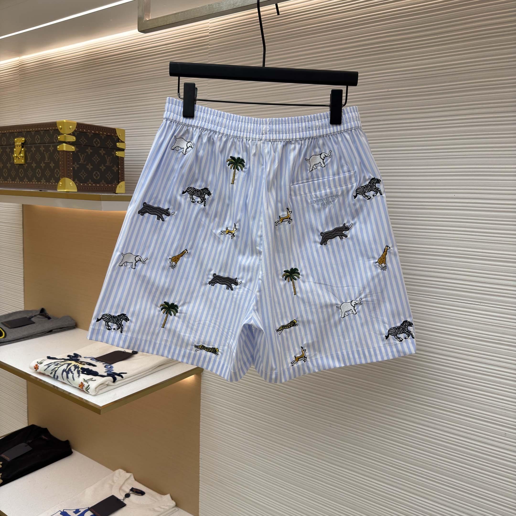 Louis Vuitton LV x The Darjeeling Limited Embroidered Striped Shorts    1AJUXJ - DopestKickz