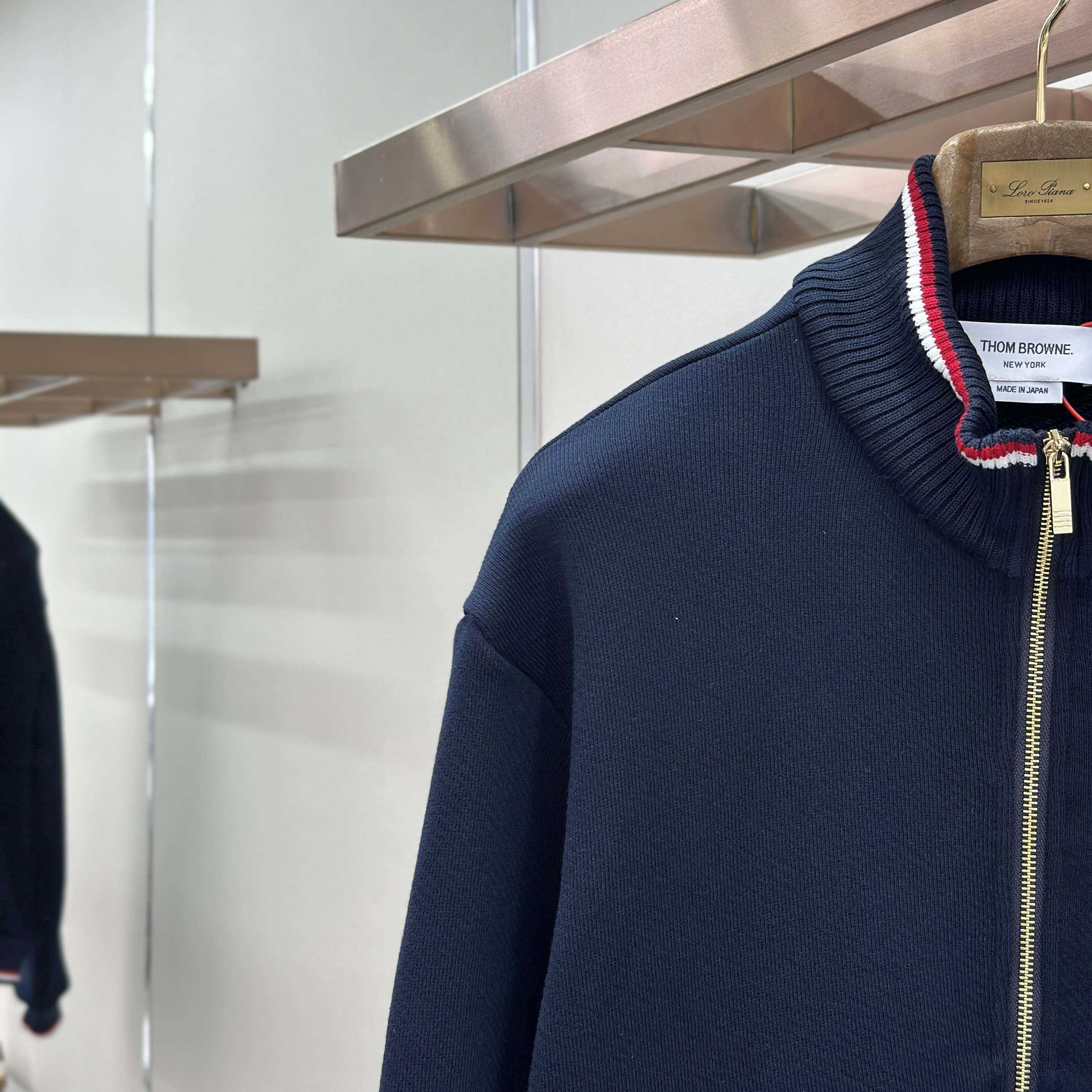 Thom Browne Loopback Oversized Rwb Stripe Jacket - DopestKickz