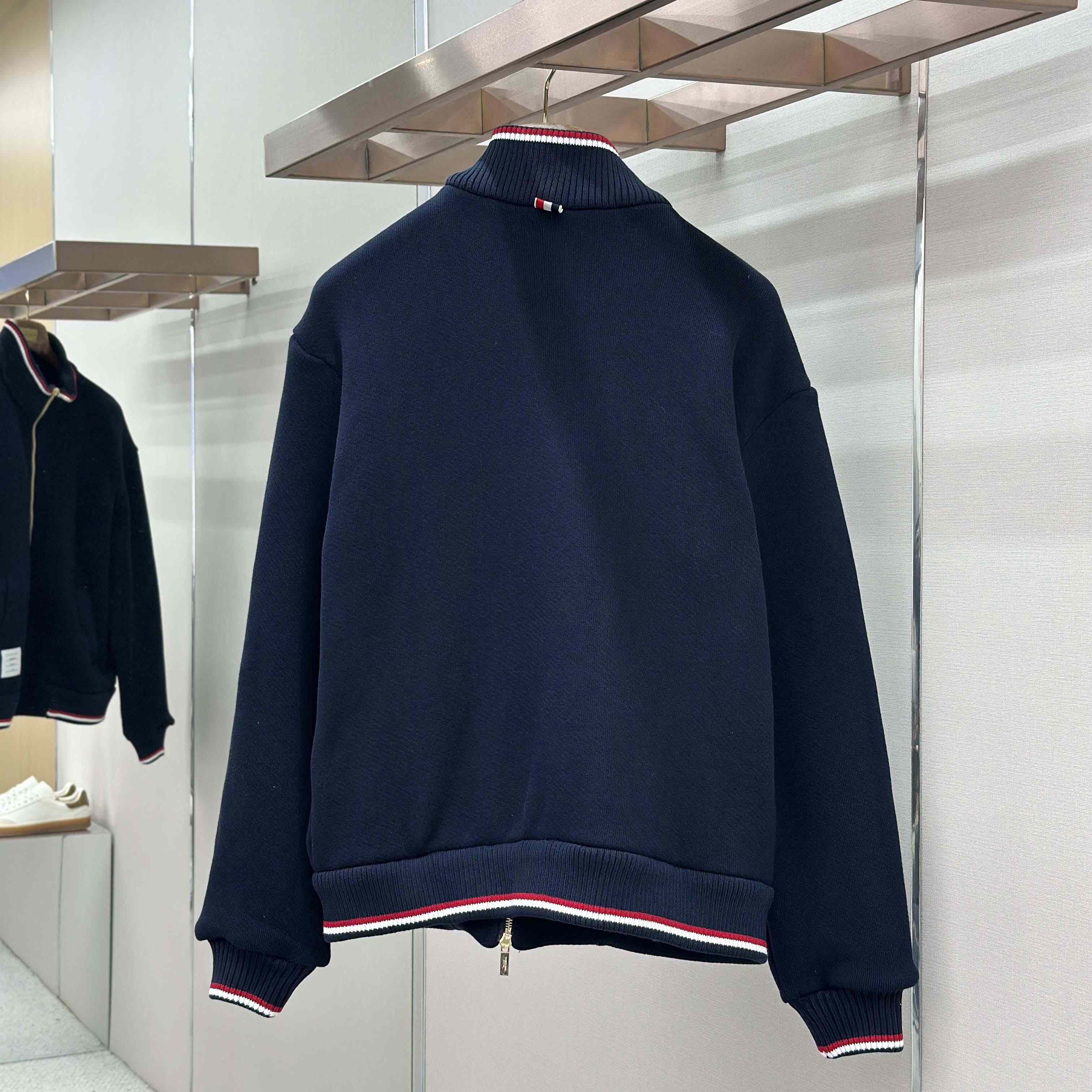 Thom Browne Loopback Oversized Rwb Stripe Jacket - DopestKickz