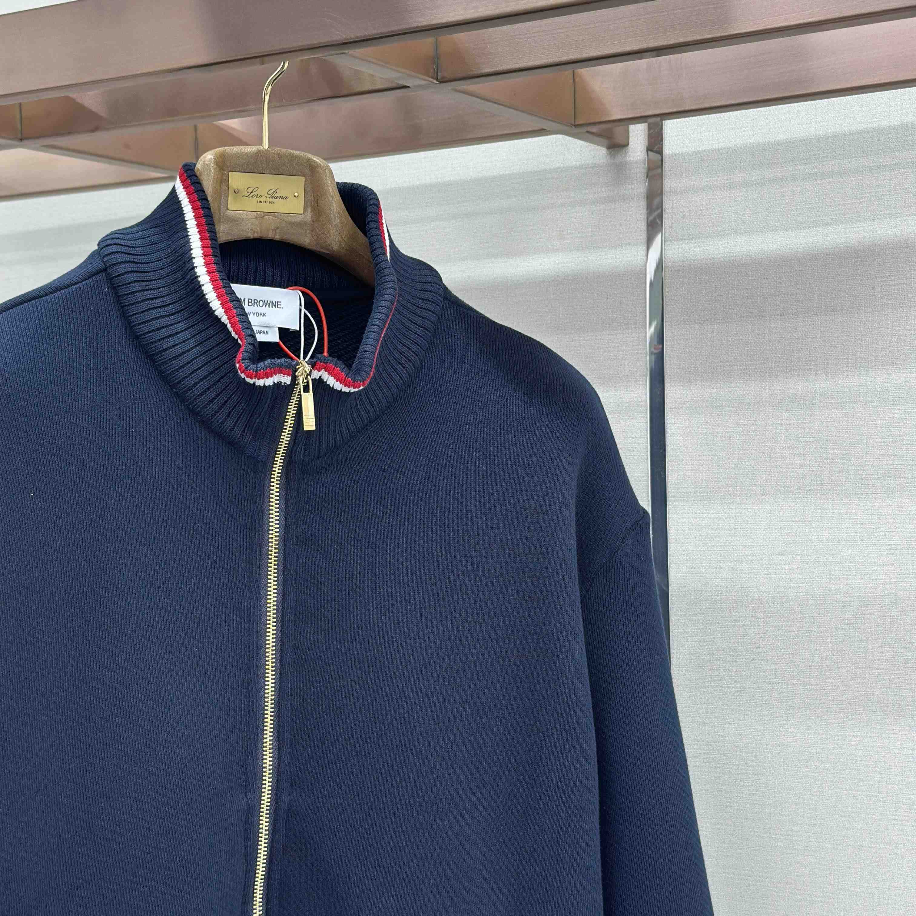 Thom Browne Loopback Oversized Rwb Stripe Jacket - DopestKickz